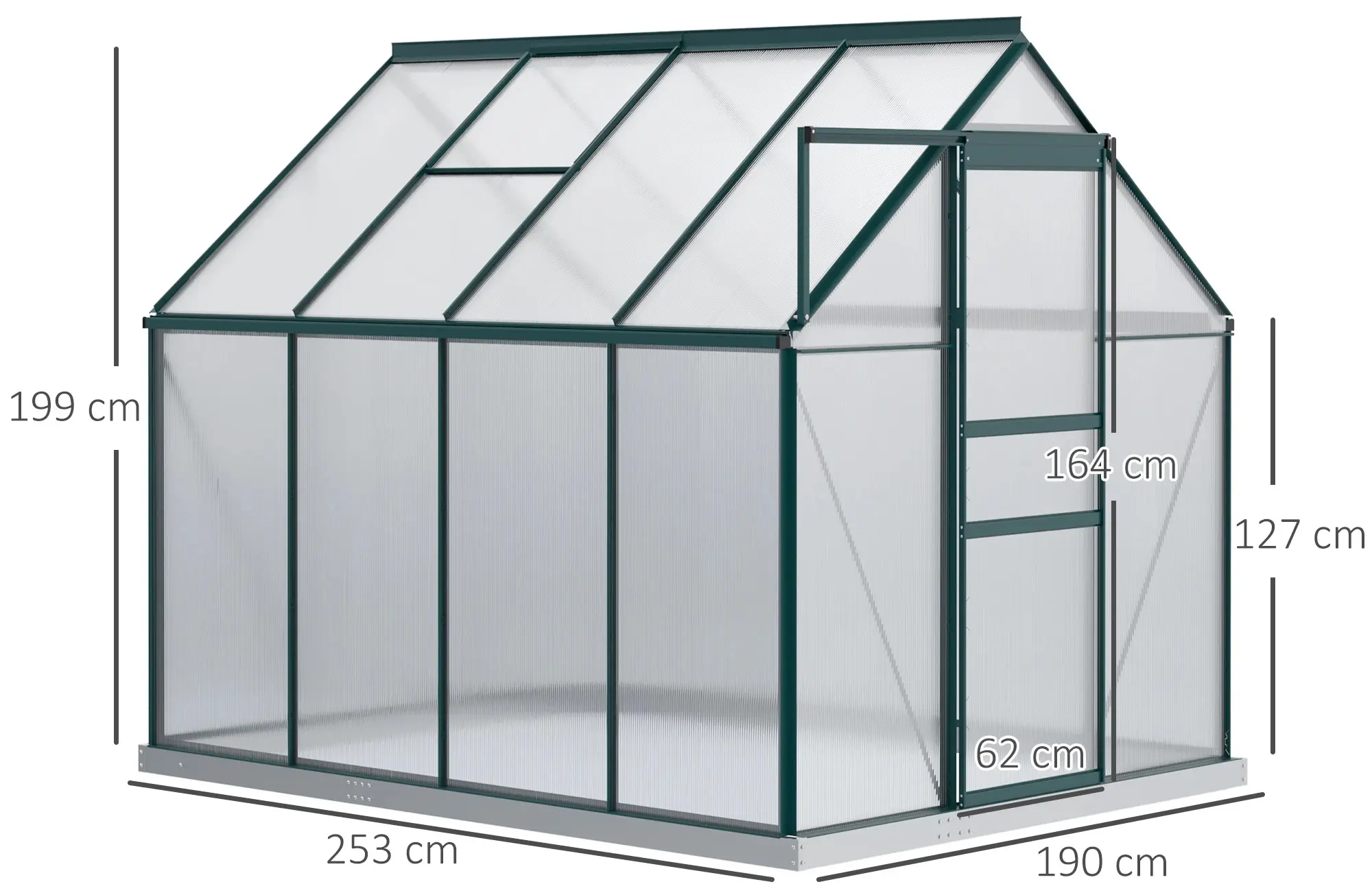 Садовая теплица Outsunny 845-540V01GN 190x253x199 (Transparent/Green)