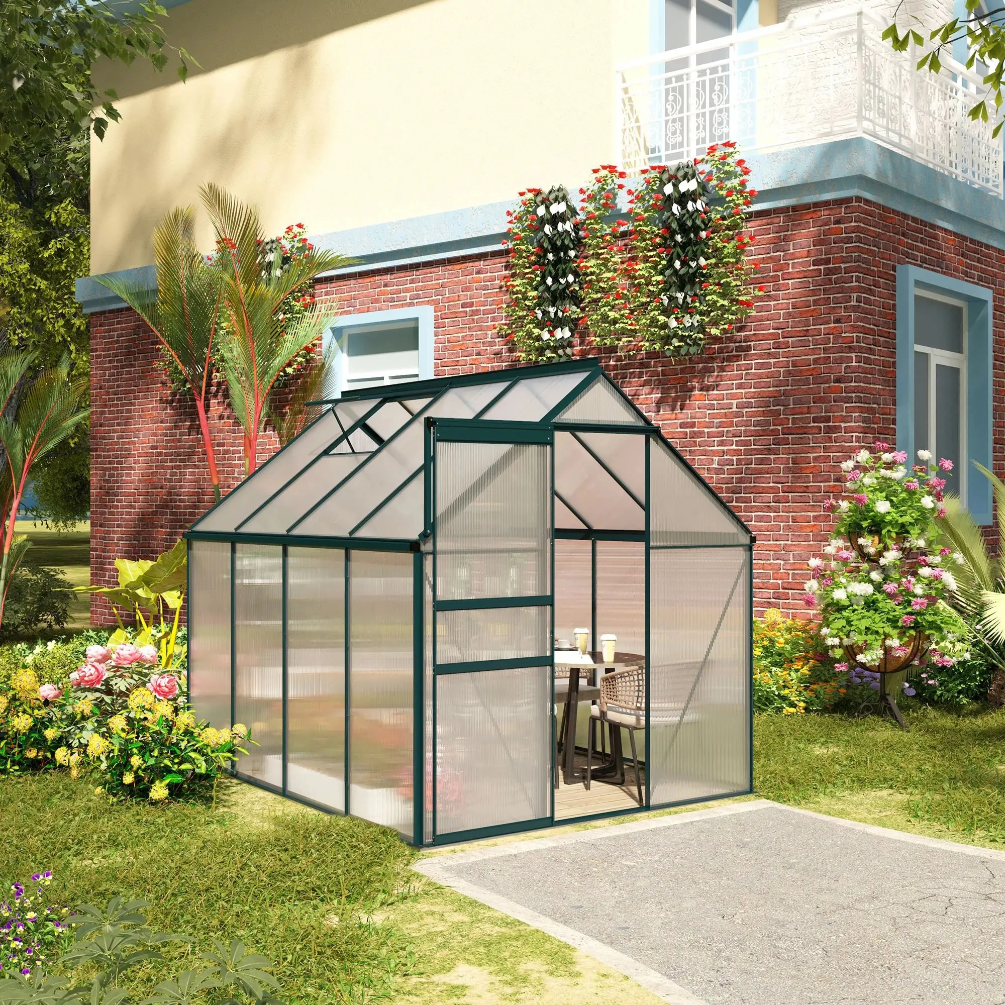 Садовая теплица Outsunny 845-540V01GN 190x253x199 (Transparent/Green)