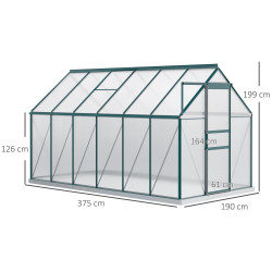 Садовая теплица Outsunny 845-540V02GN 190x375x199 (Transparent/Green) Thumb