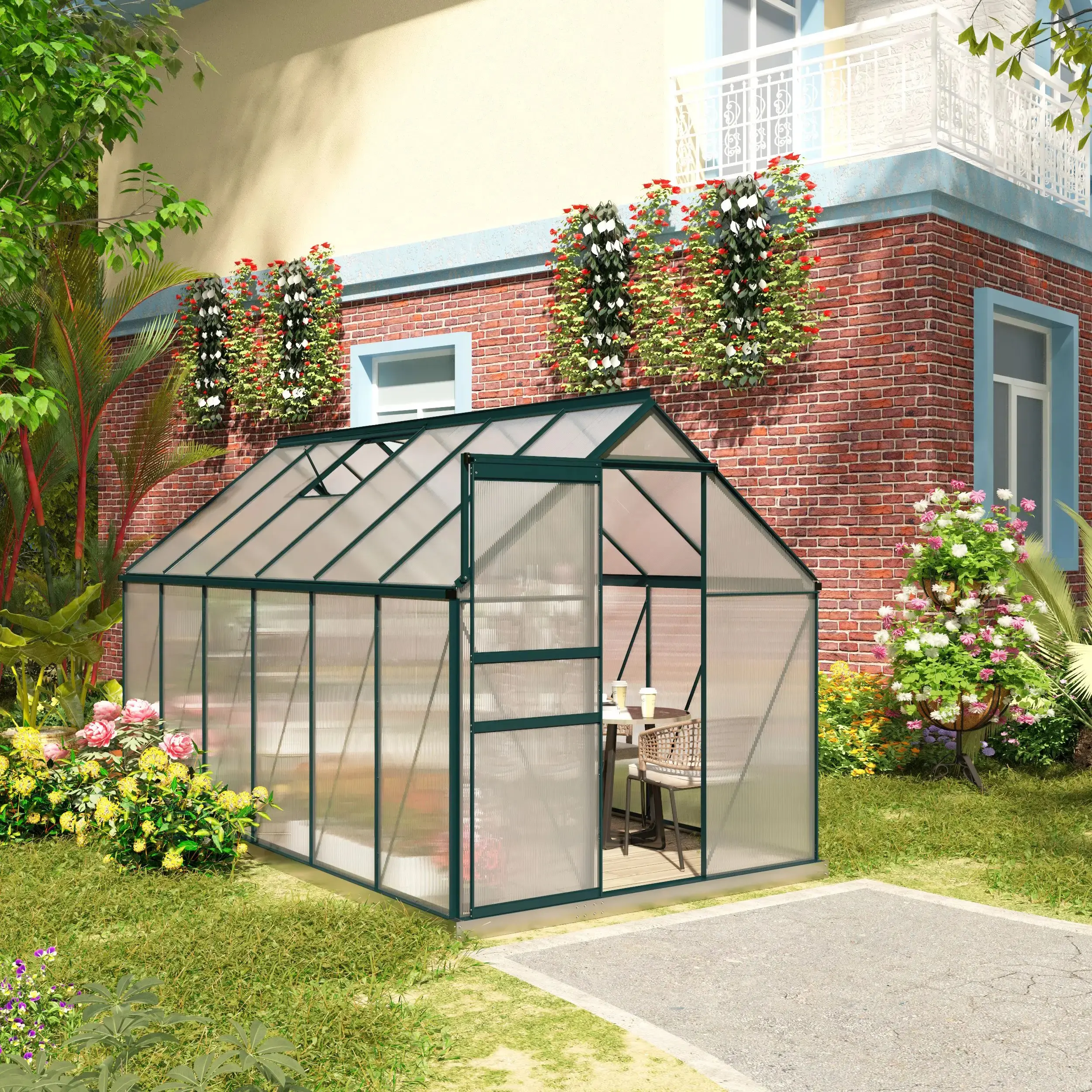 Садовая теплица Outsunny 845-540V02GN 190x375x199 (Transparent/Green) - 10