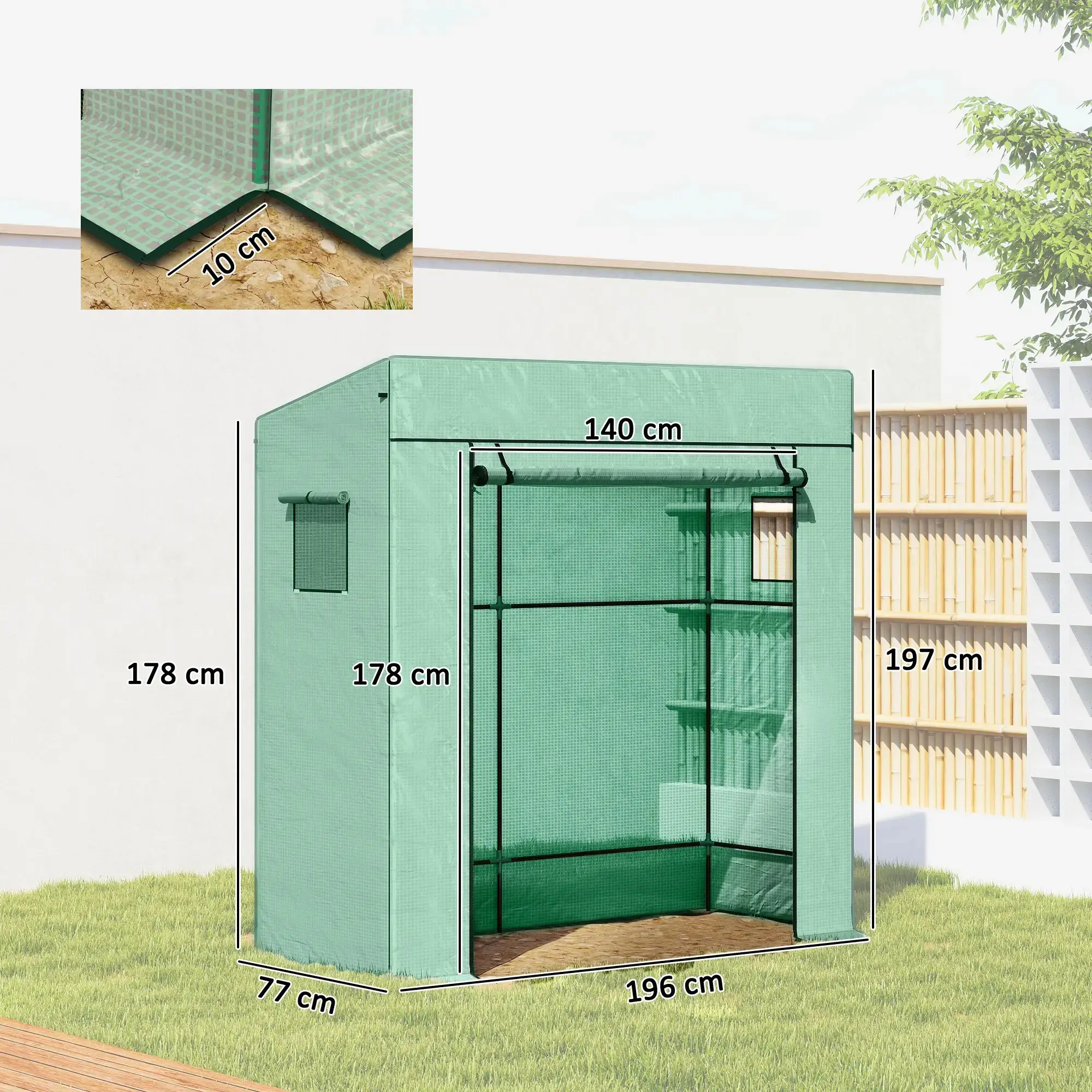 Садовая теплица Outsunny 84H-063V00GN 196x77x197 (Green) - 4