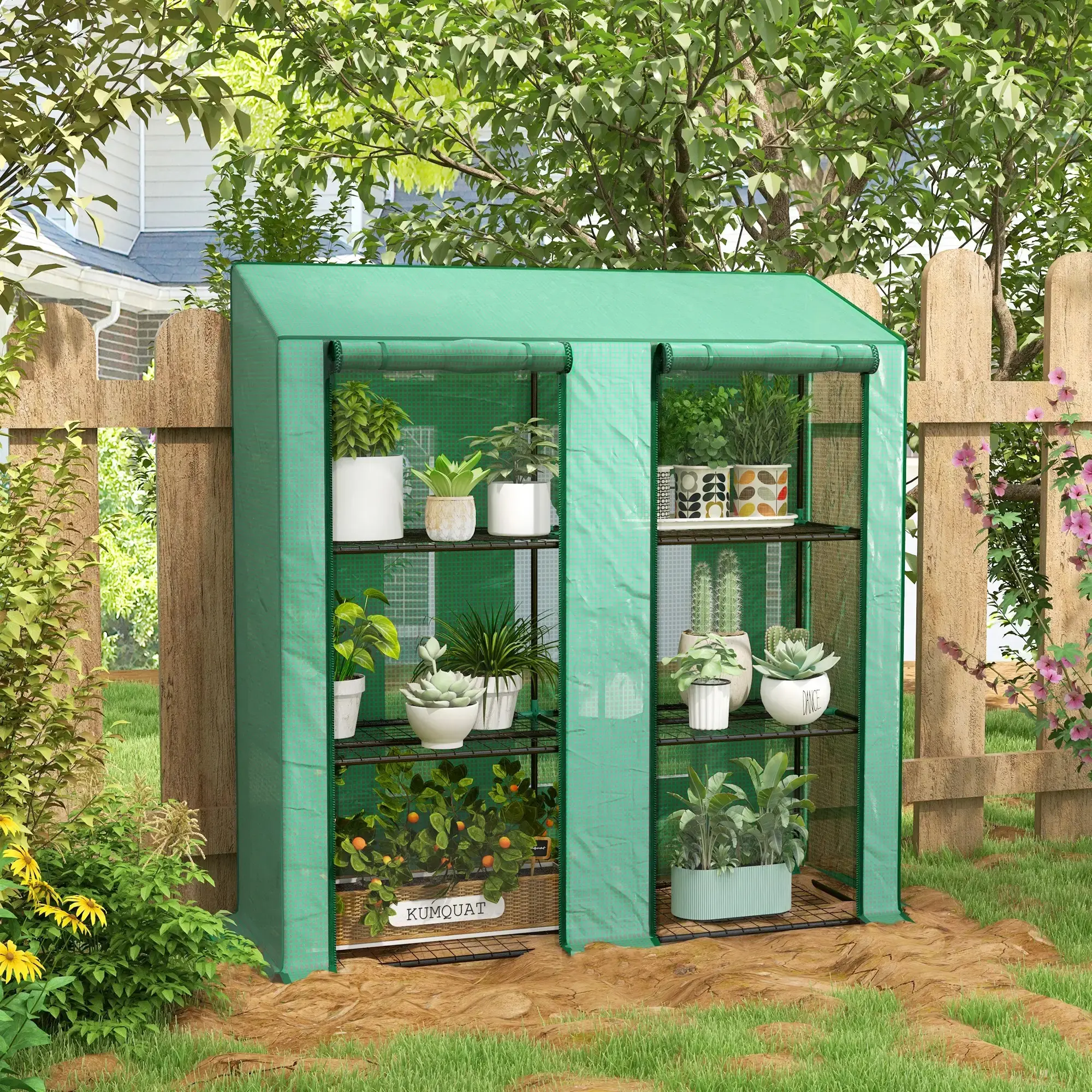 Mini-sera Outsunny 84H-065V00GN 143x46x151 (Green) - 7