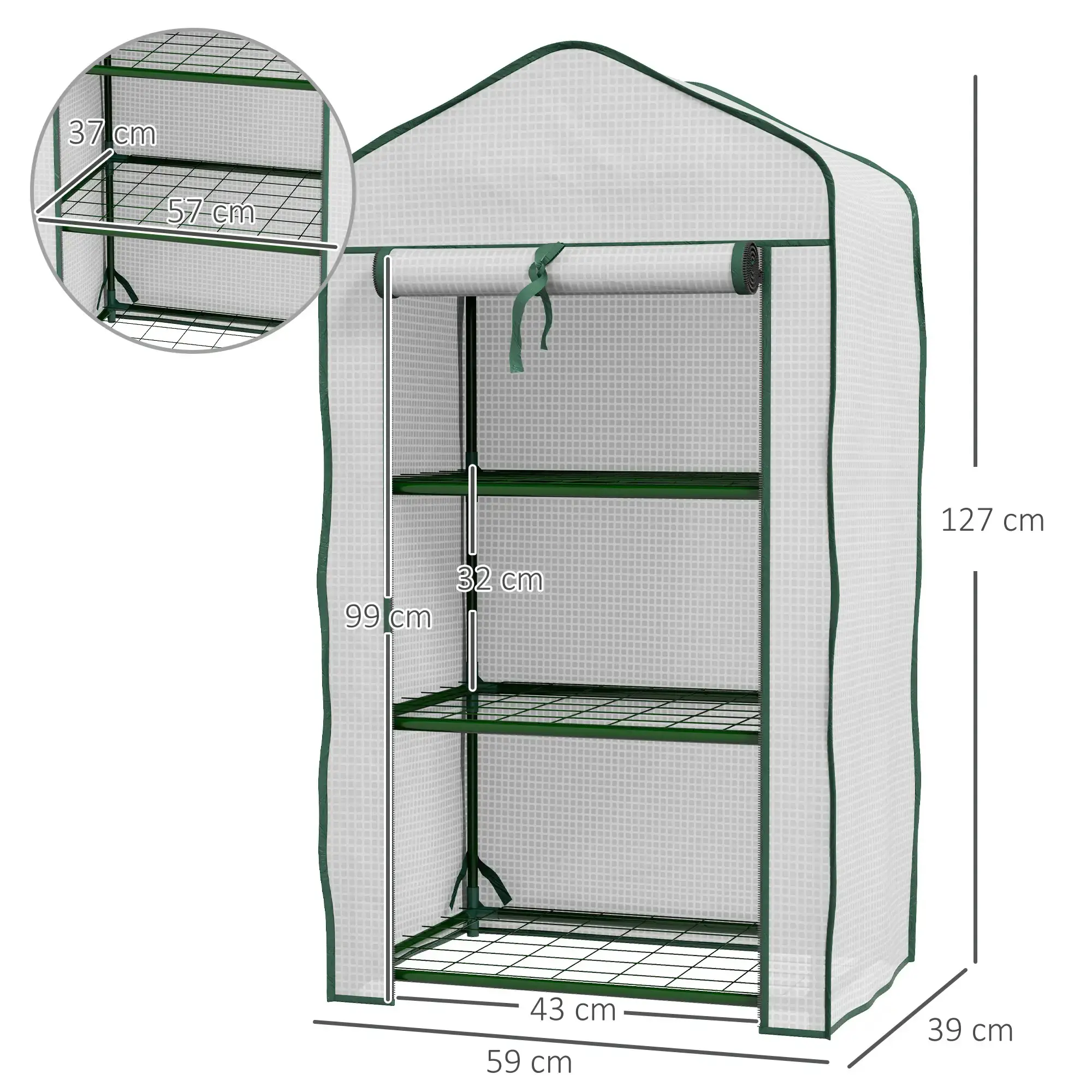 Mini-sera Outsunny 84H-069V01WT 59x39x127 (White) - 4