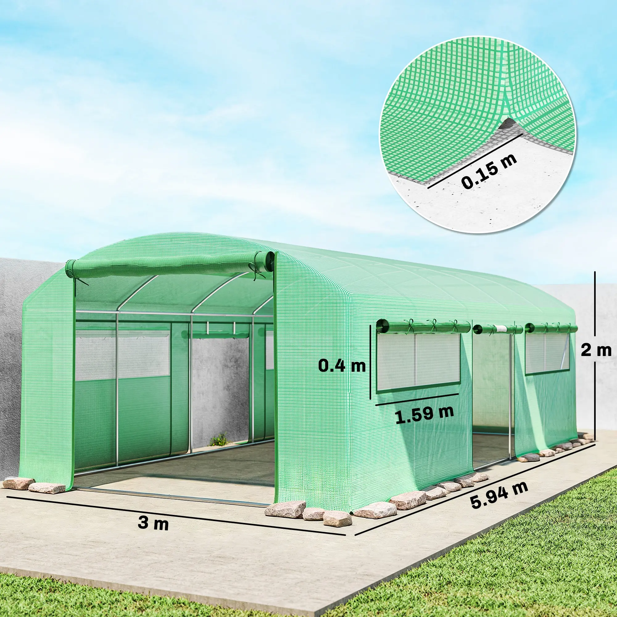 Садовая теплица Outsunny 84H-219V02GN 6x3x2 (Green) - 3