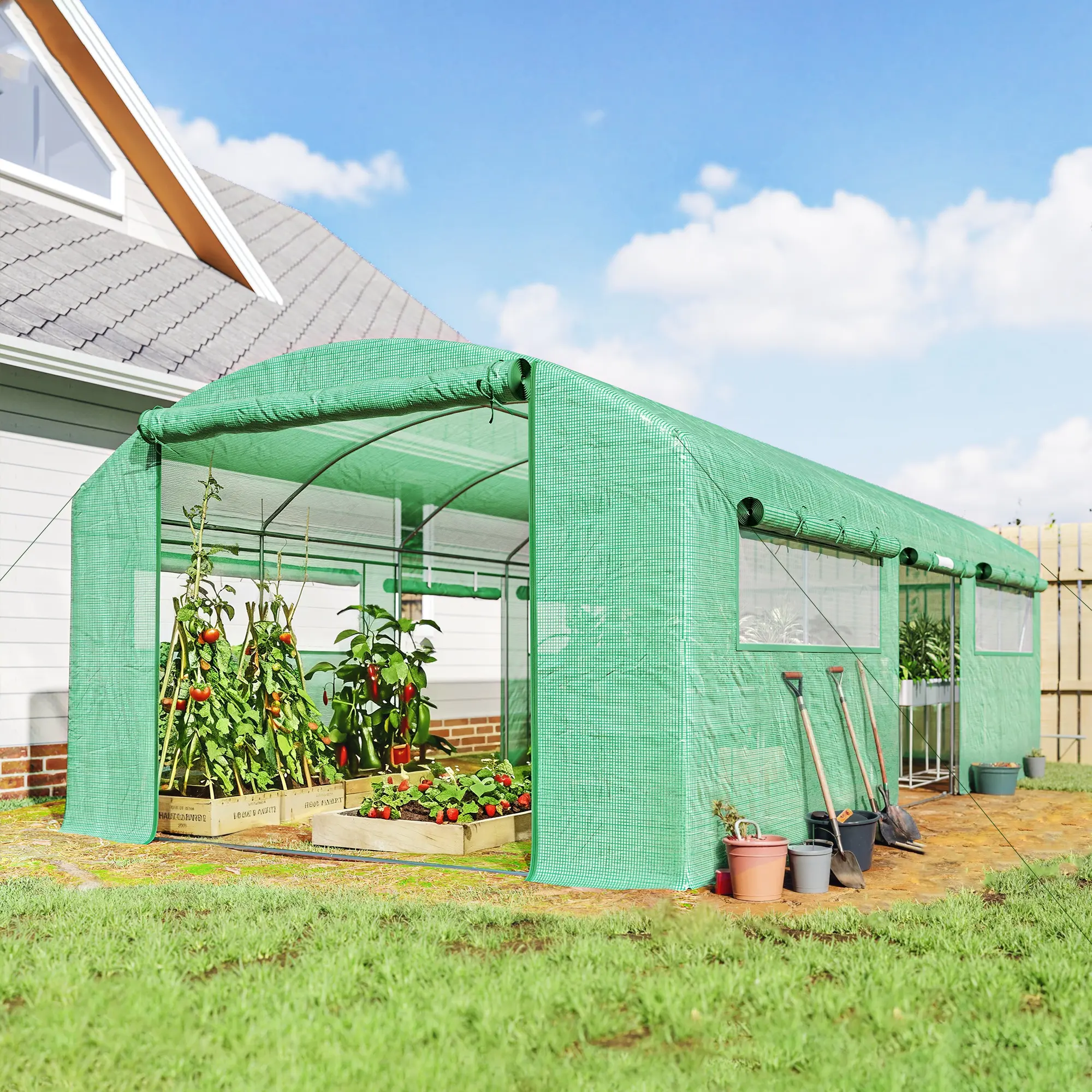 Садовая теплица Outsunny 84H-219V02GN 6x3x2 (Green) - 4