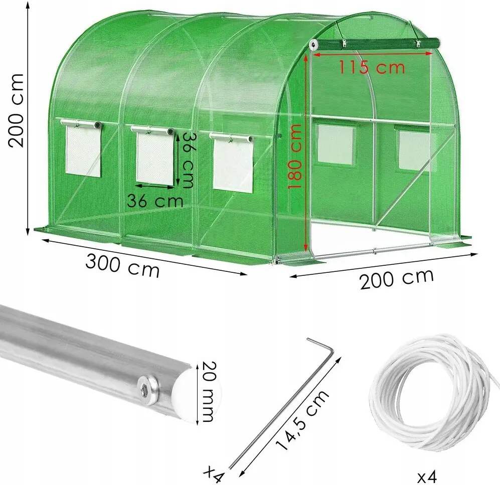 Садовая теплица Springos GT0002 3x2x2m (Green) - 9