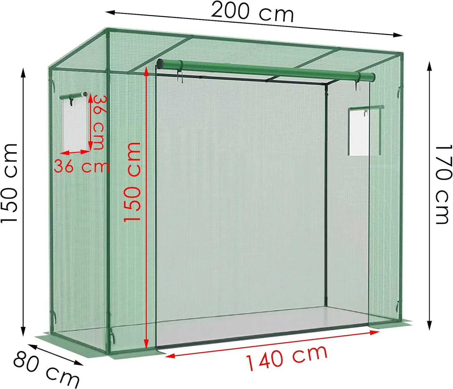 Садовая теплица Springos GT0006 2x0.8x1.7m (Green) - 10