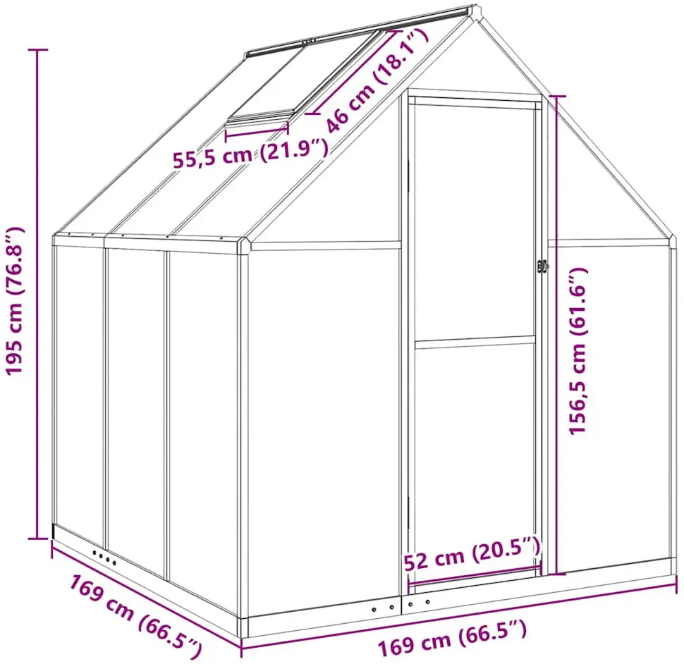 Sera de gradina VidaXL 4005828 169x169x195 (Silver) - 10