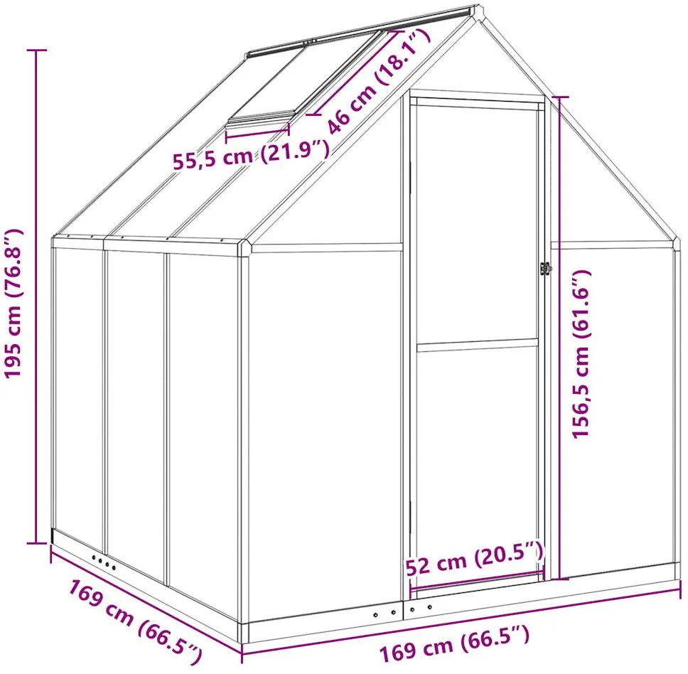 Sera de gradina VidaXL 4005830 169x169x195 (Anthracite) - 10