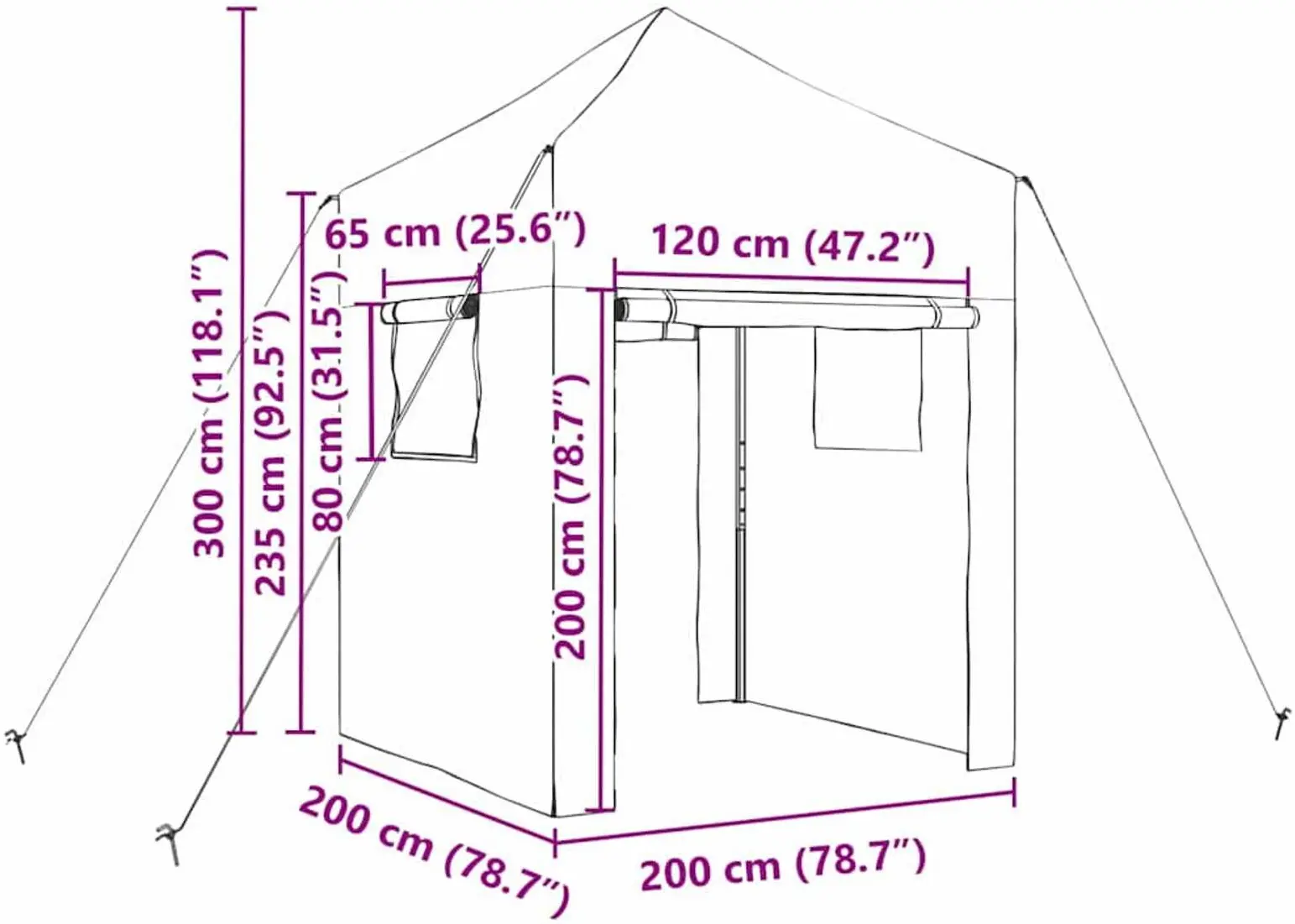 Sera de gradina VidaXL 42006641 200x200x300 (Green) - 8