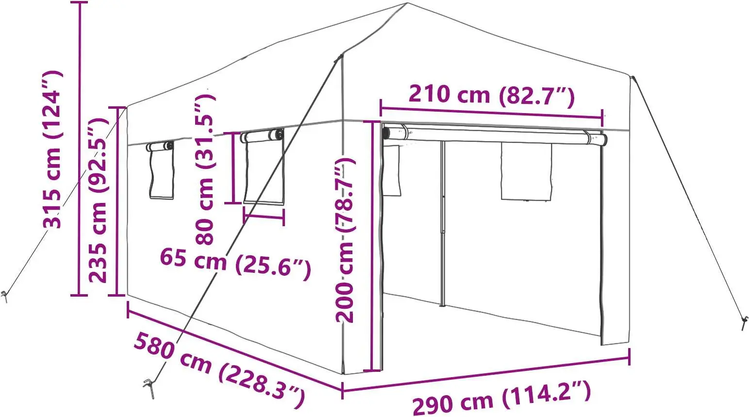 Sera de gradina VidaXL 42006645 290x580x315 (Green) - 9