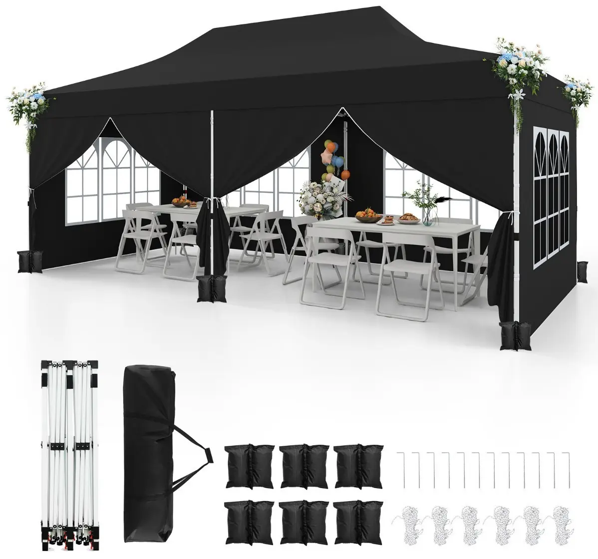 Садовый павильон Costway NP12123DK (Black) - 3