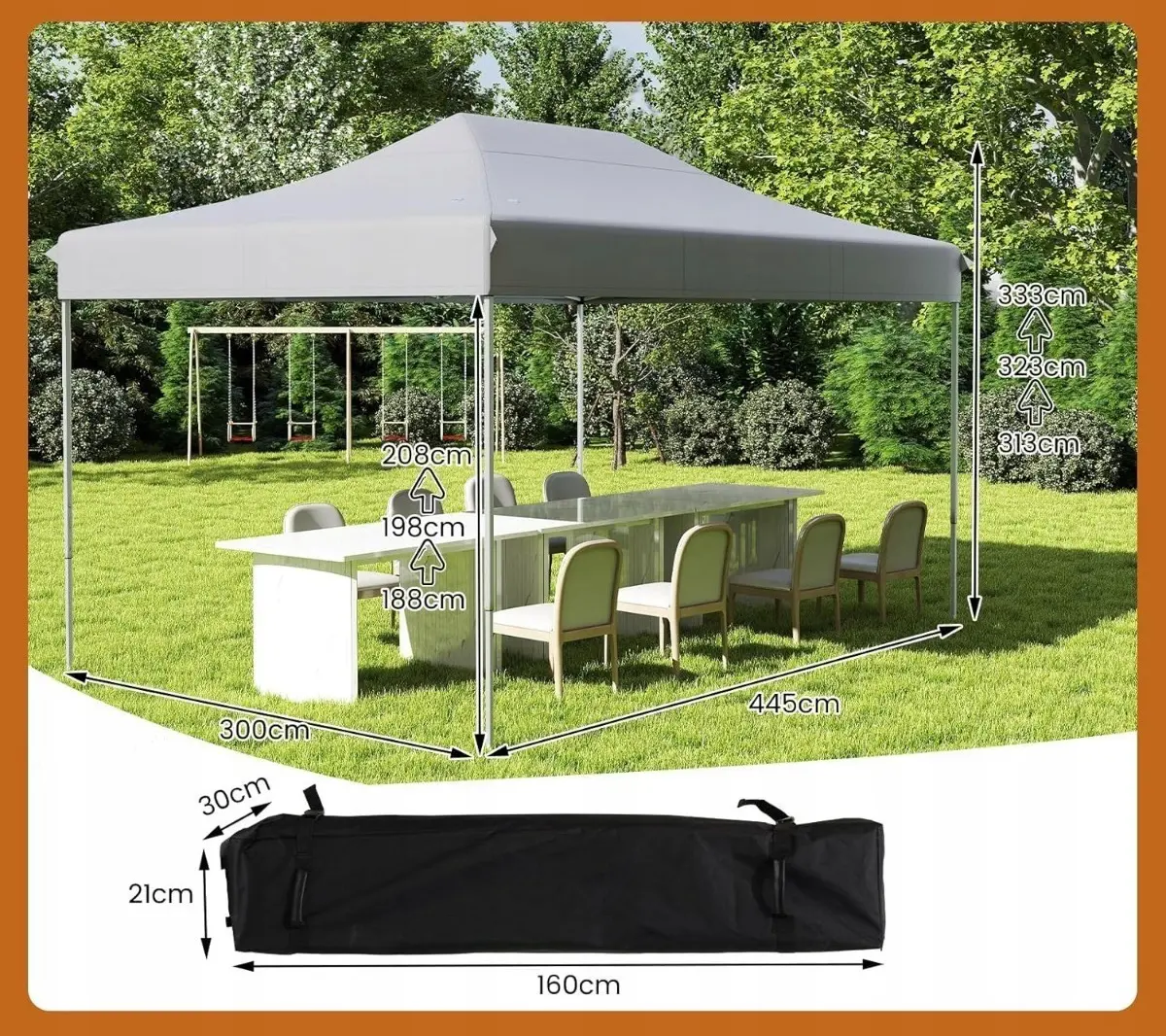 Садовый павильон Costway NP12380GR (Grey) - 2
