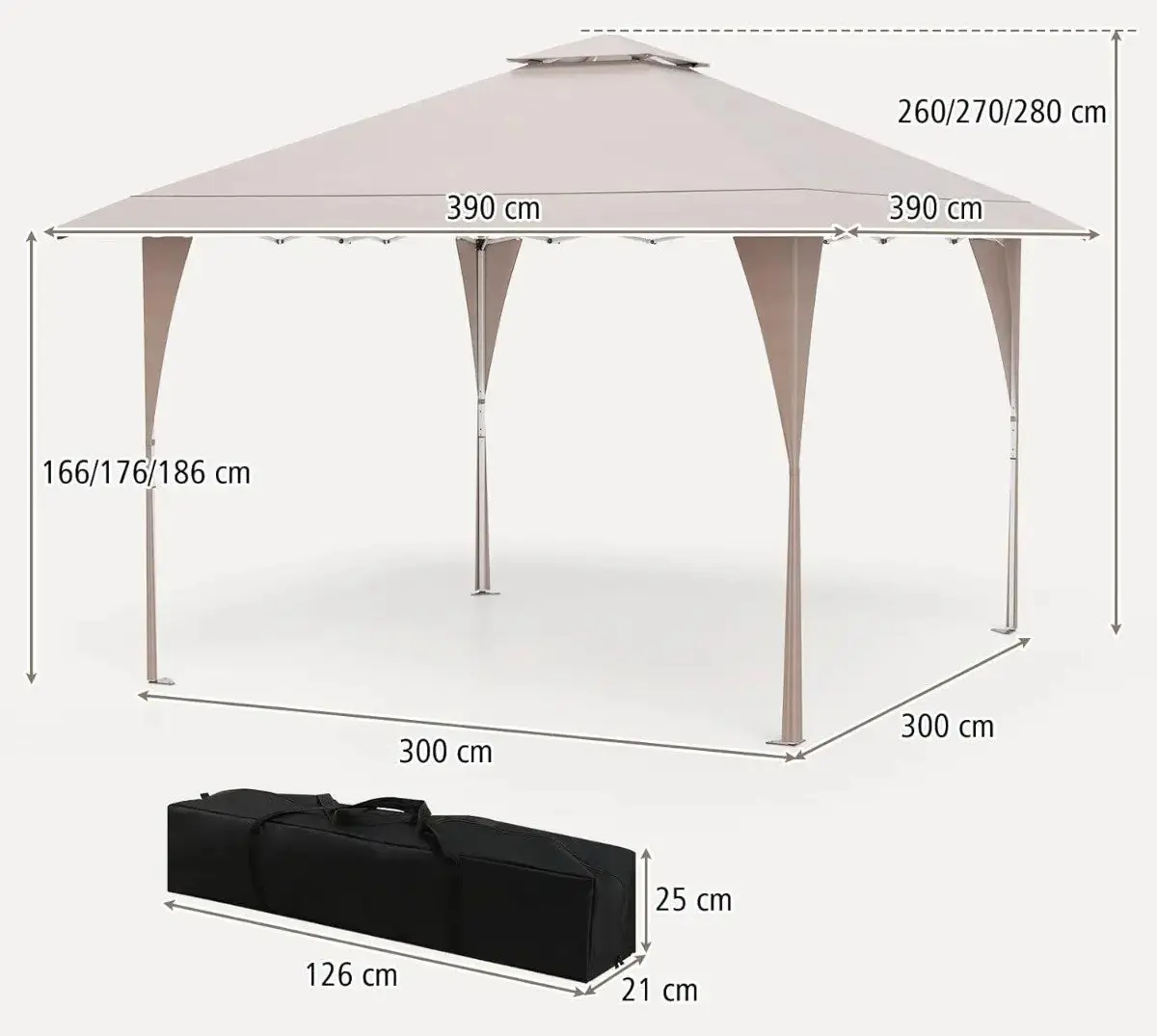 Садовый павильон Costway NP12381KQ 4x4 (Beige) - 2