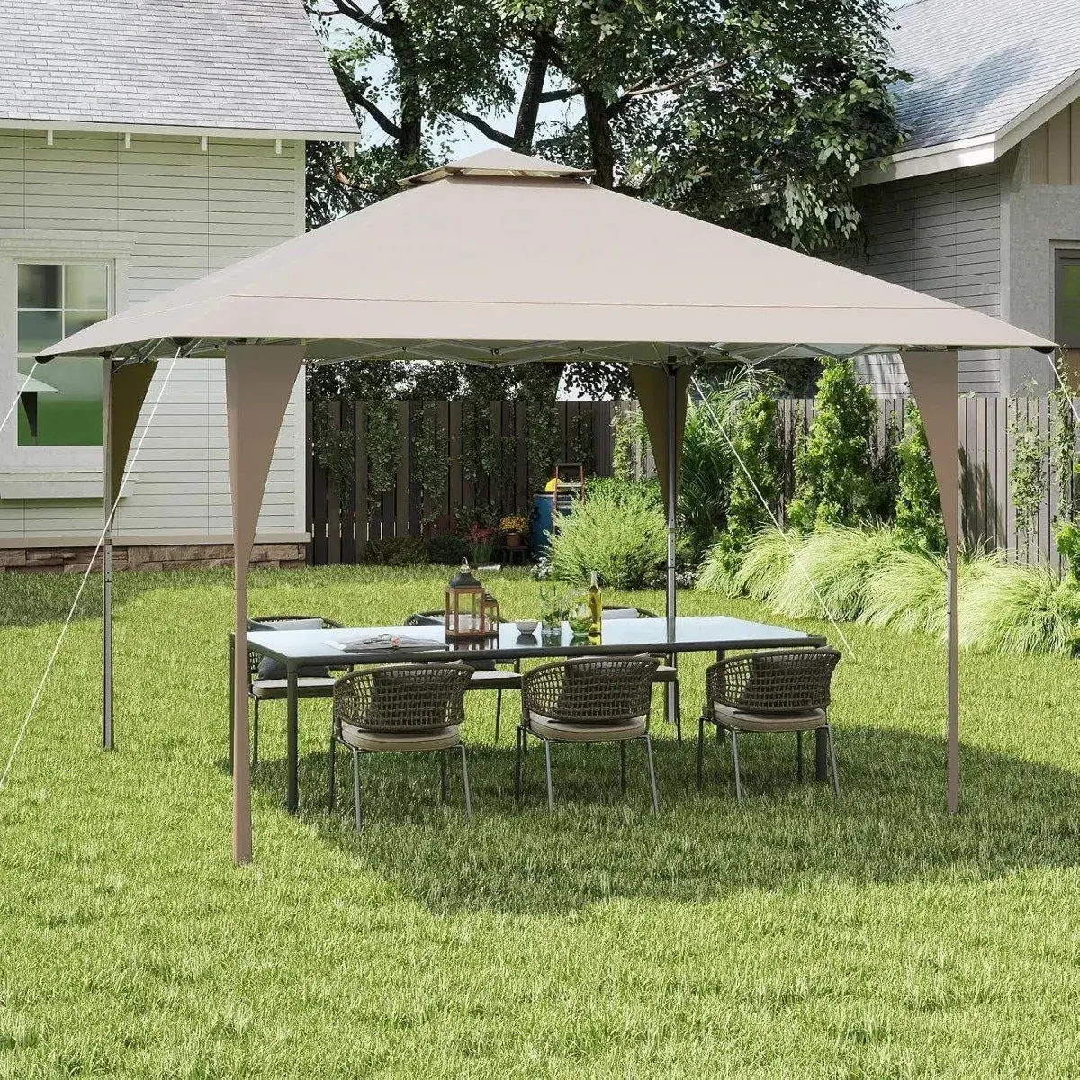 Садовый павильон Costway NP12381KQ 4x4 (Beige) - 3