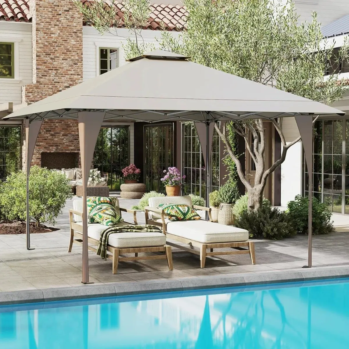 Садовый павильон Costway NP12381KQ 4x4 (Beige) - 4