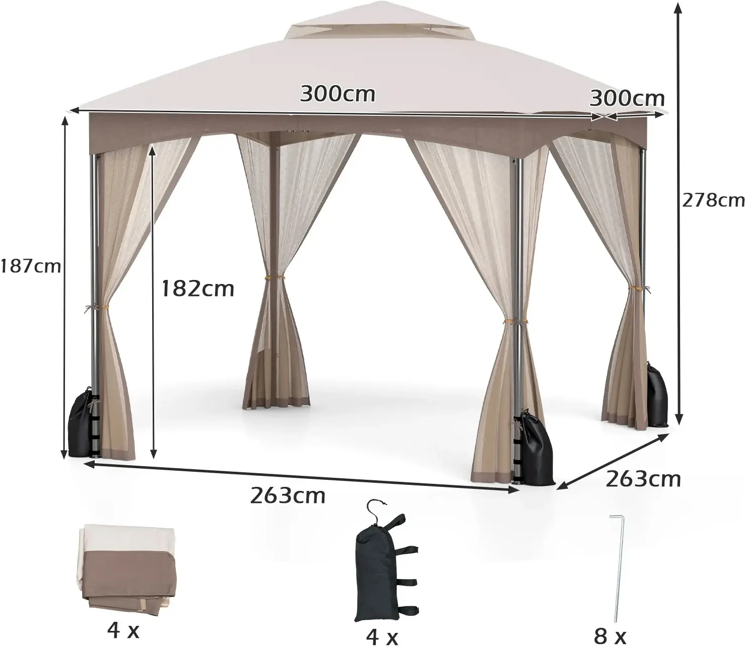 Pavilion de gradina Costway NP12543SA (Beige) - 2
