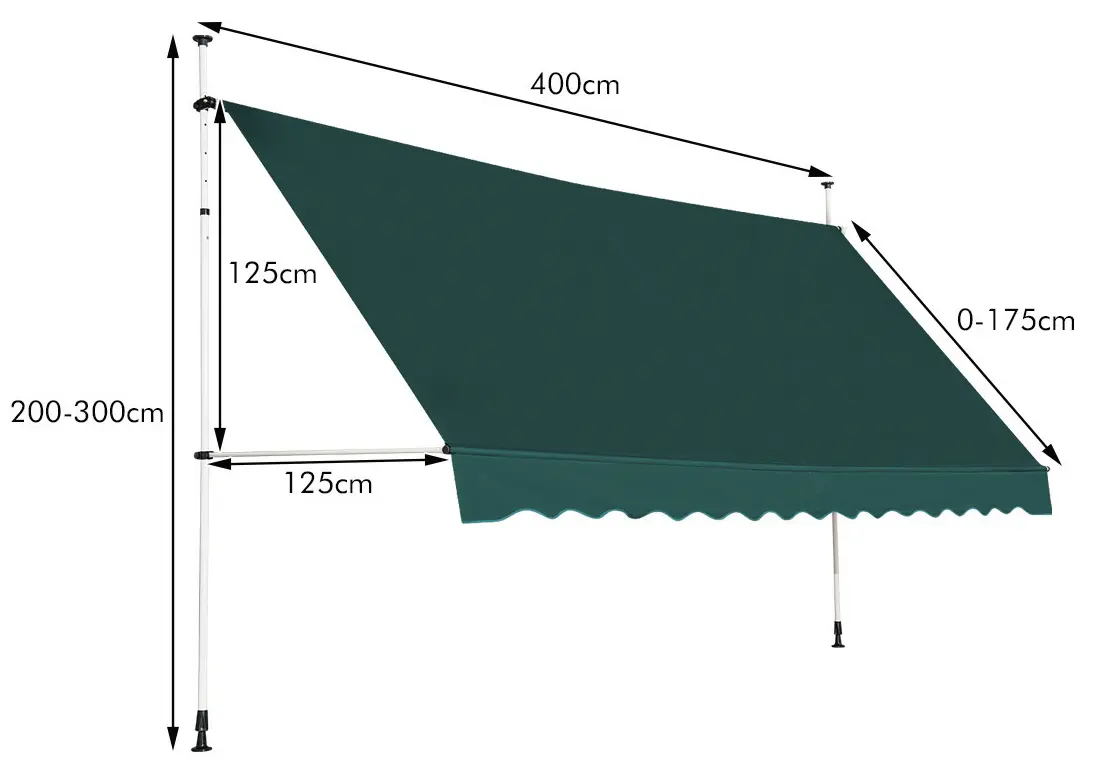 Тент пристенный Costway OP70315LS (Green) - 2