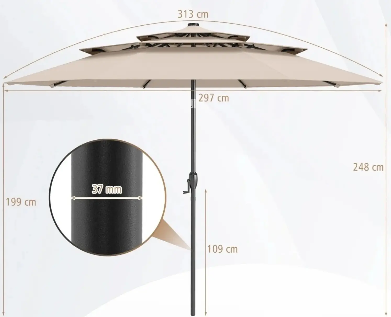 Umbrela de soare Costway NP11543MS (Beige) - 3
