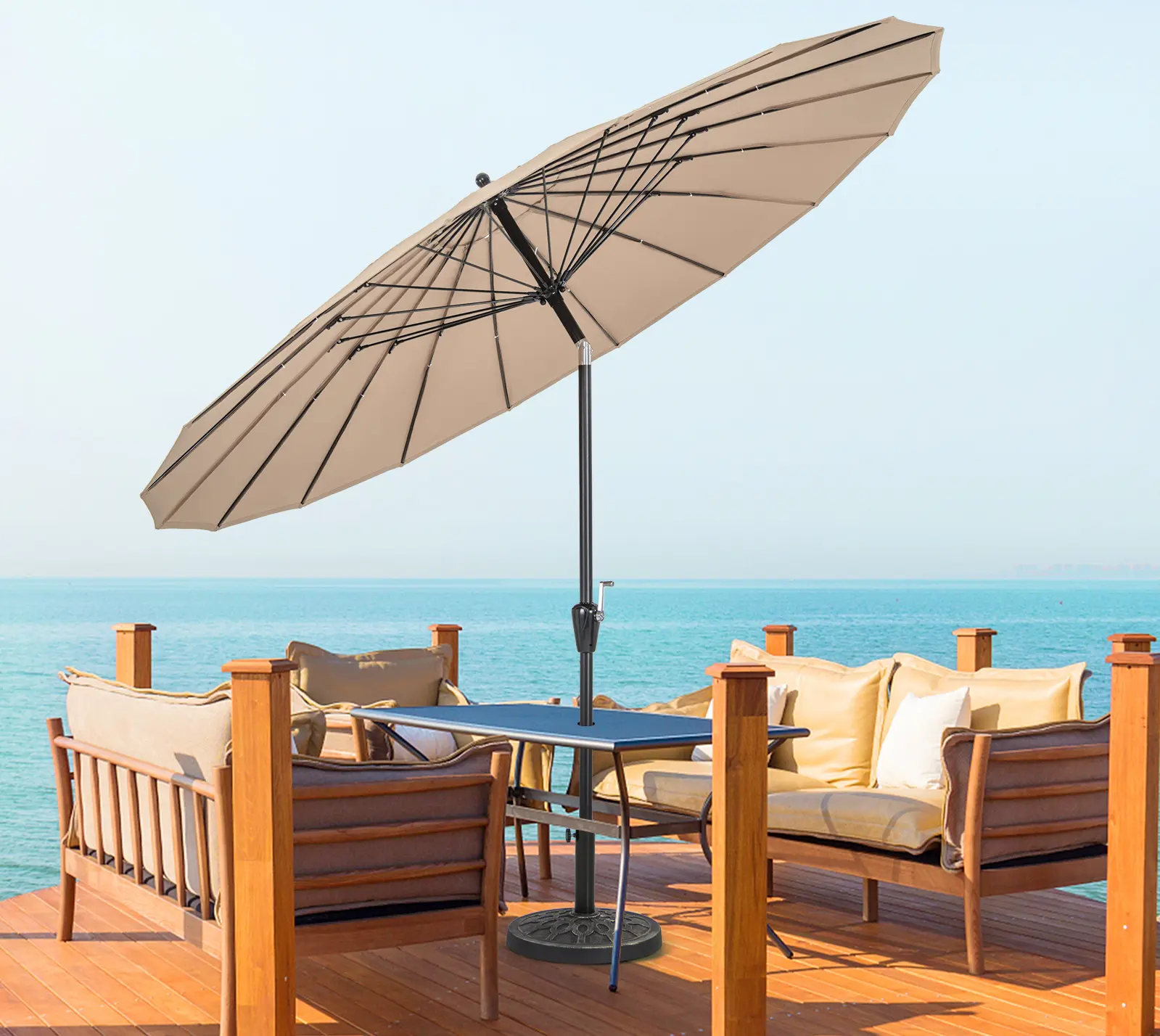 Umbrela de soare Costway NP11544CF (Brown) - 5