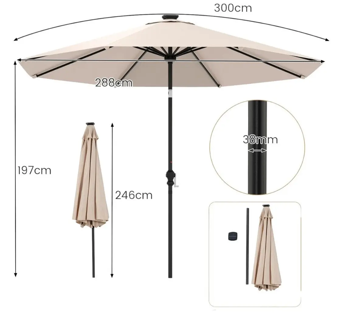 Umbrela de soare Costway NP12388BE (Beige) - 2
