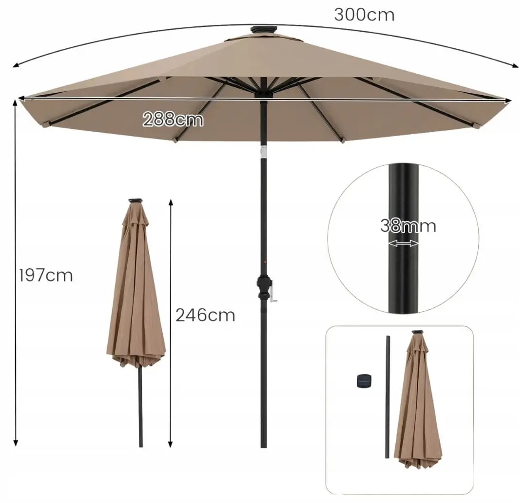 Umbrela de soare Costway NP12388CF (Brown) - 4