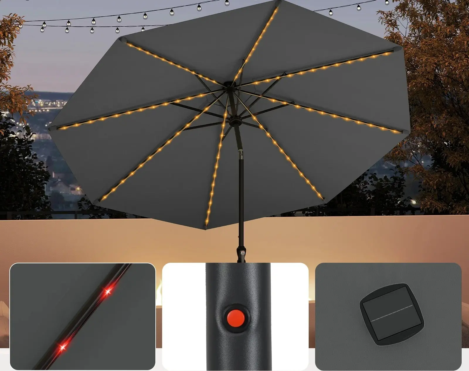 Umbrela de soare Costway NP12388GR (Grey) - 4