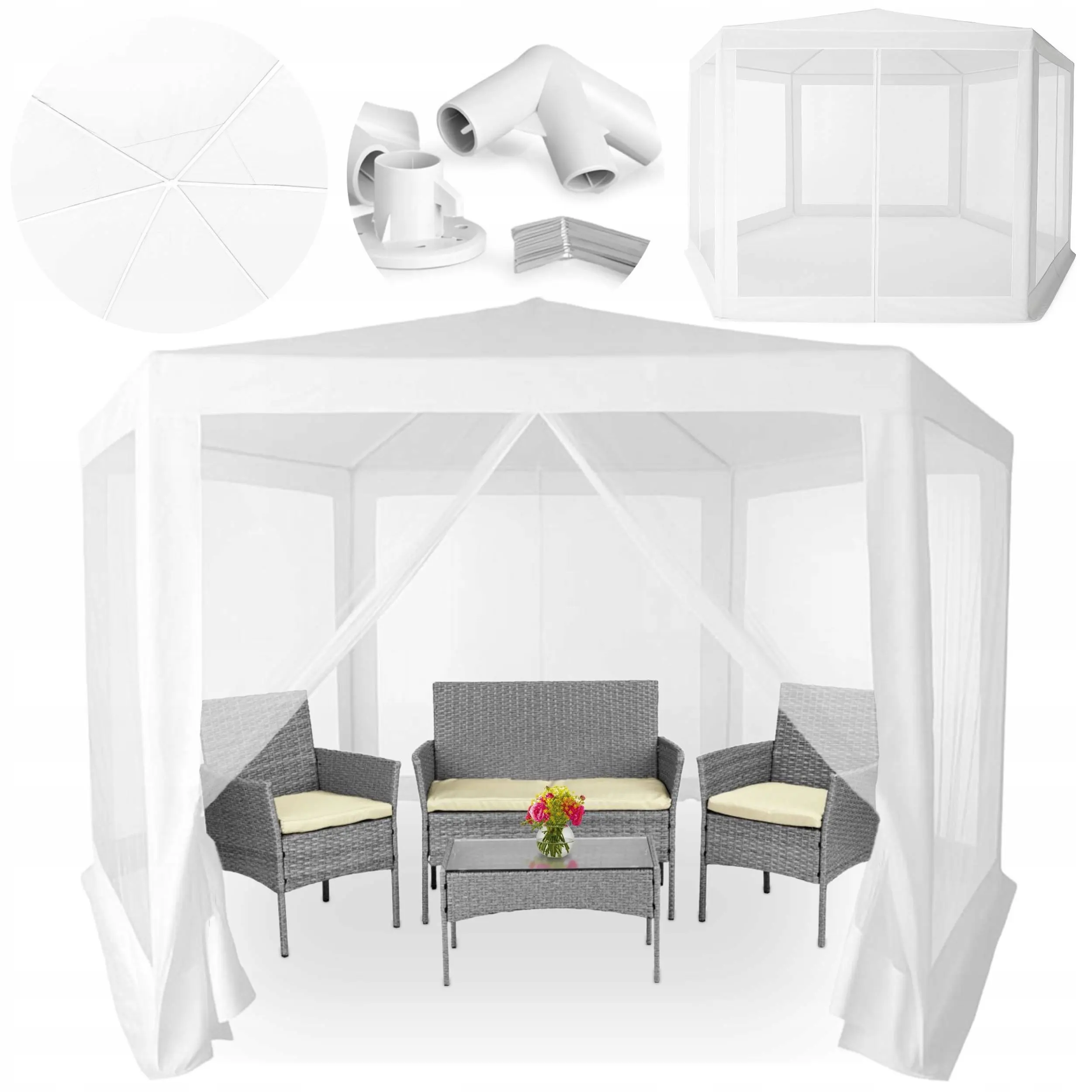 Pavilion de gradina Multi Garden PAW-2X2X2-N-W (White)