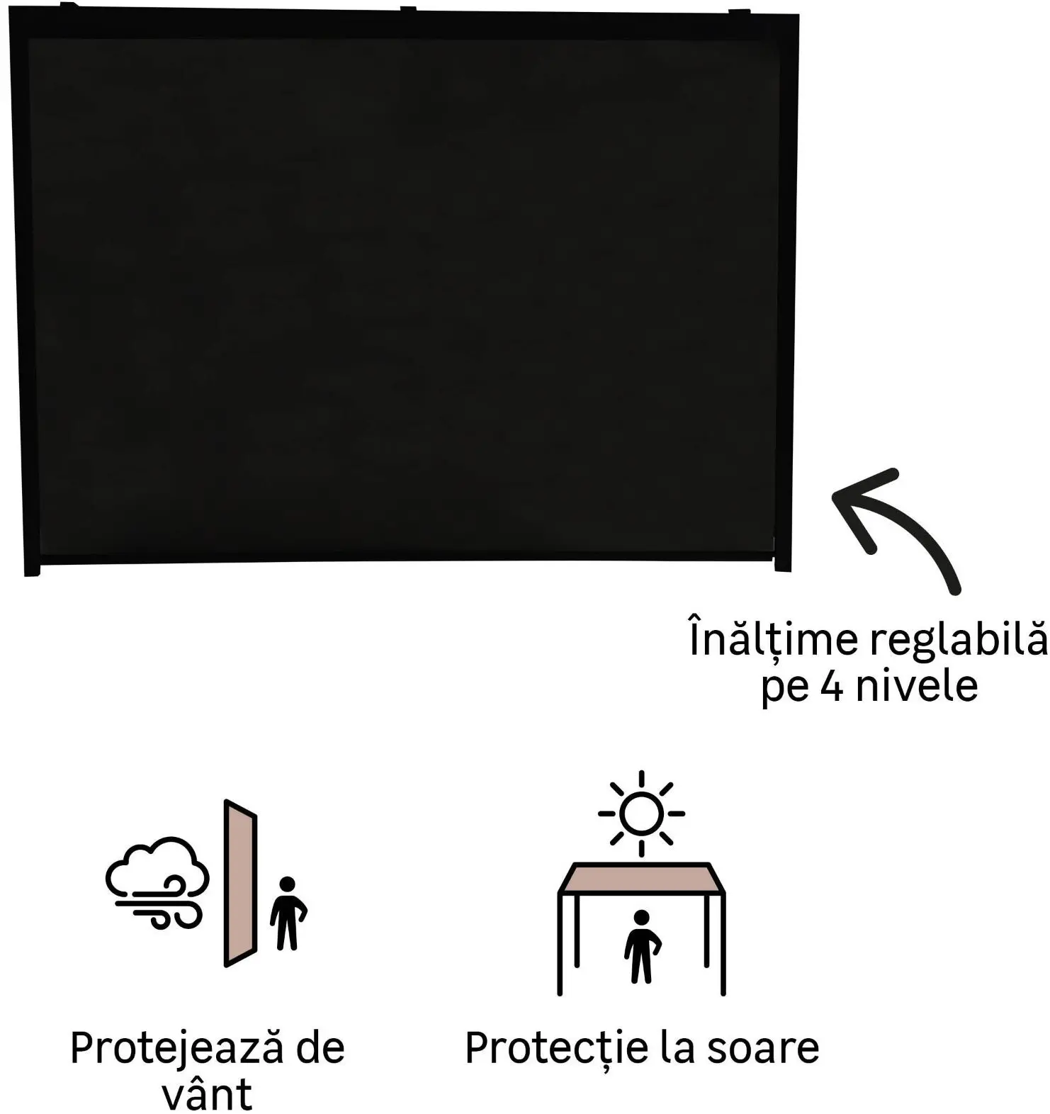 Perete lateral pentru pavilion Naterial Clima 290x210 (Black) - 2