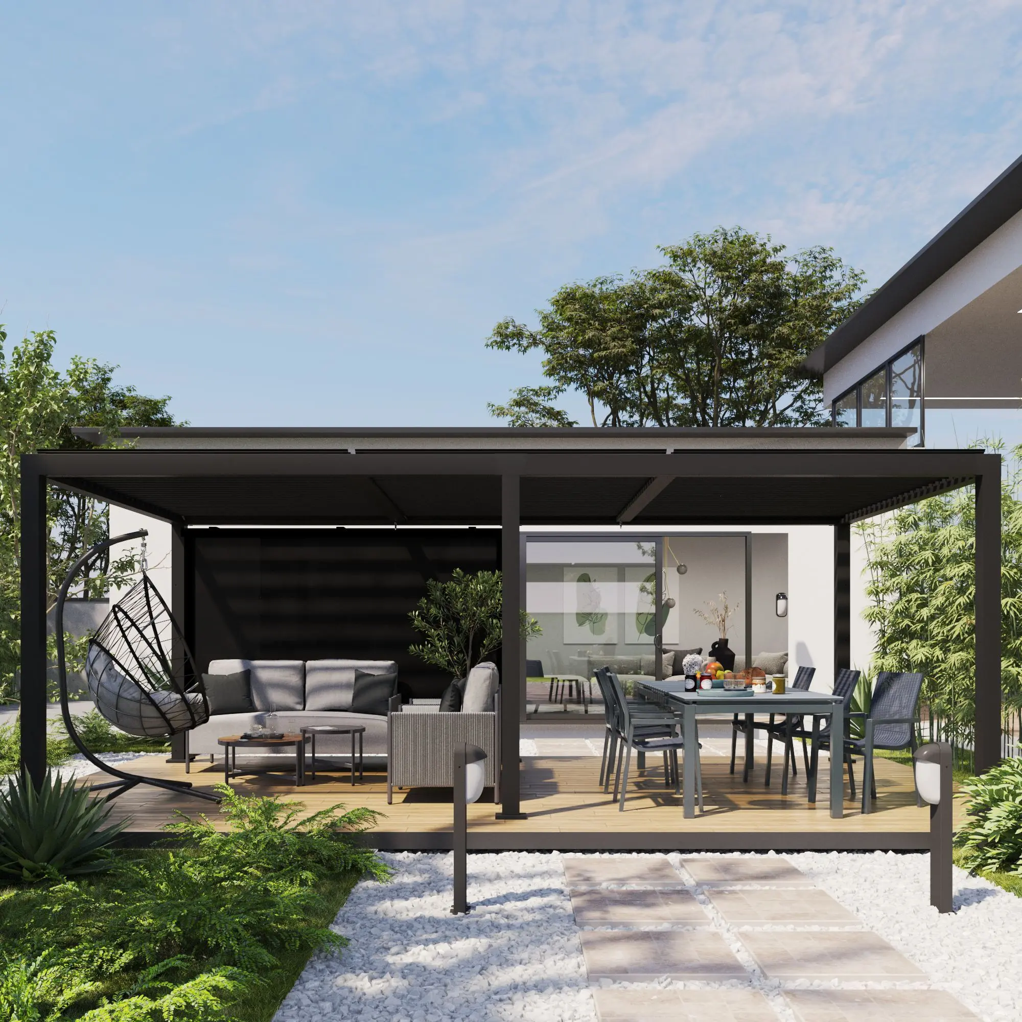 Perete lateral pentru pavilion Naterial Clima 290x210 (Black) - 5