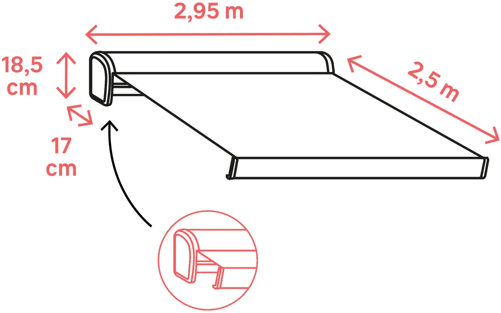 Copertina retractabila Naterial Zefir 2.95x2.5m (Grey) - 3