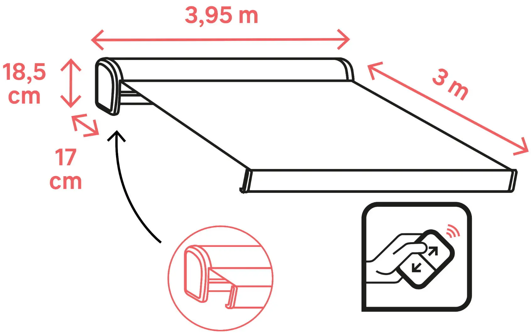 Copertina retractabila Naterial Zefir 3.95x3m (Grey) - 2