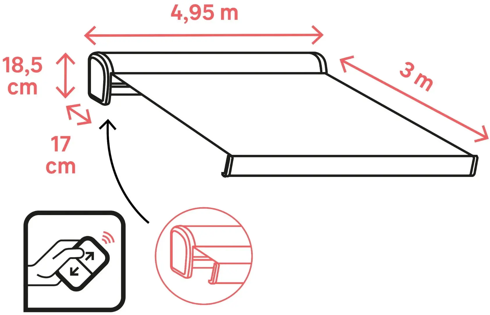 Copertina retractabila Naterial Zefir 4.95x3m (Grey) - 3