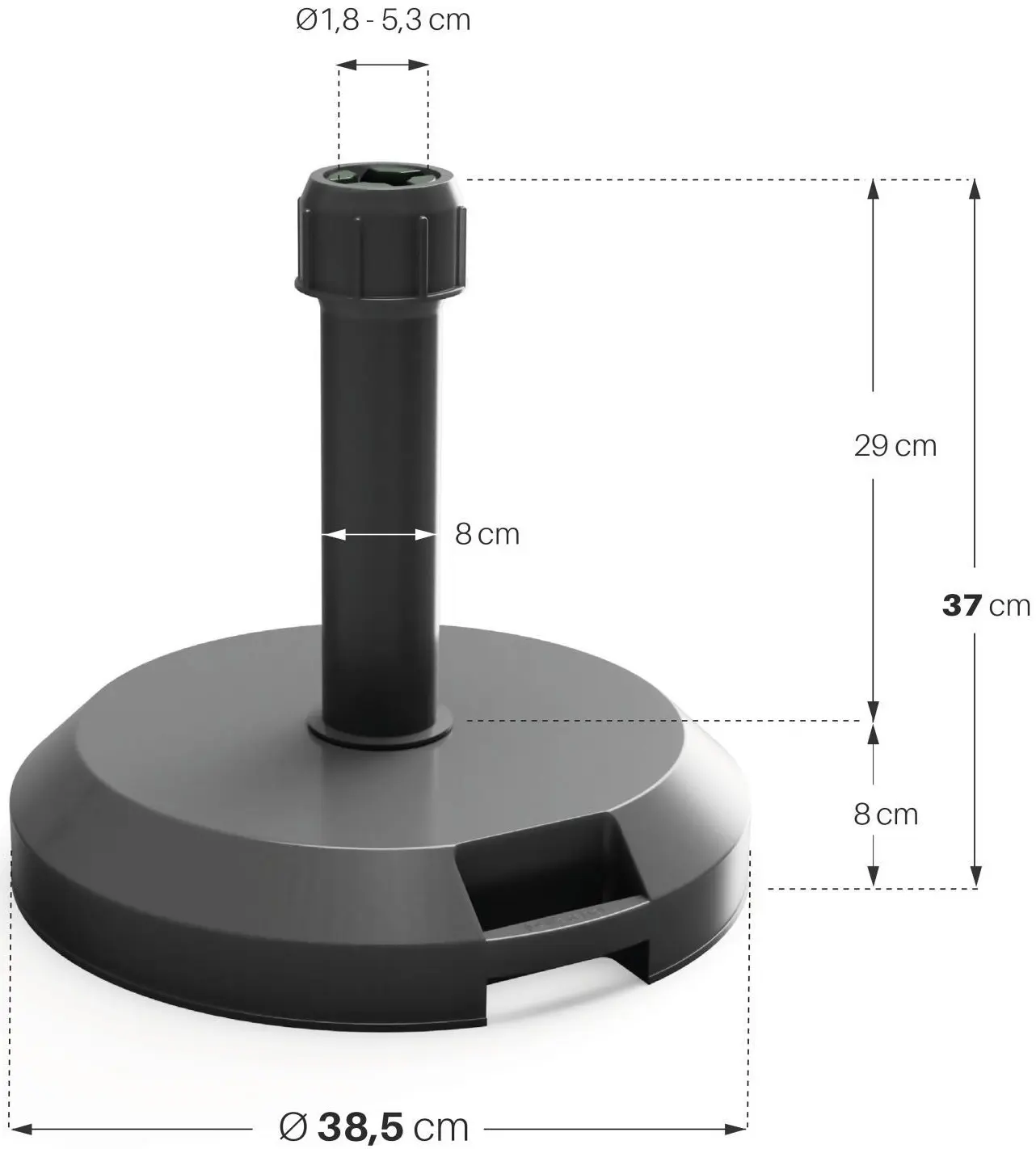 Suport pentru umbrela Naterial Sun 38.5cm (Black) - 7