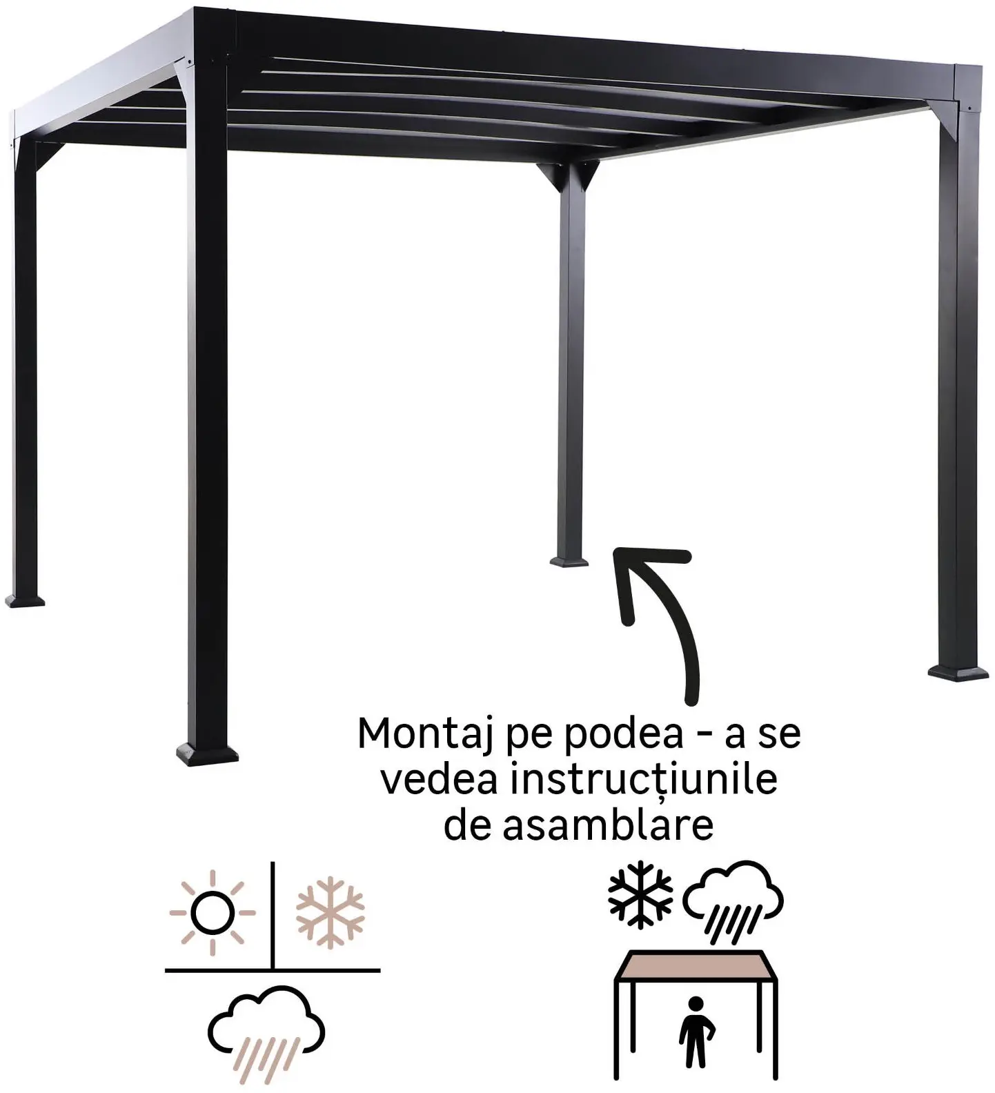 Садовый павильон Naterial Borea 3x3m (Anthracite) - 4