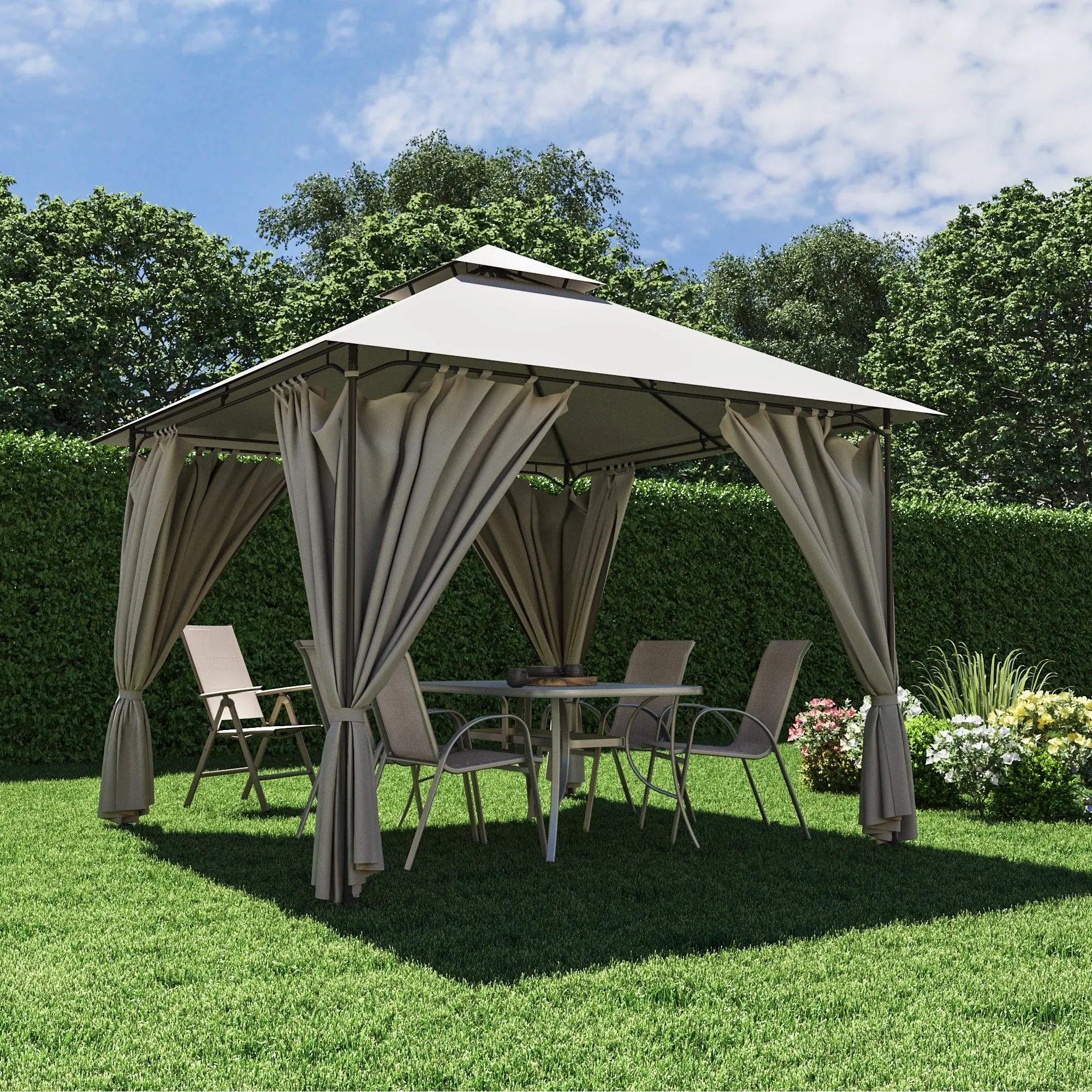Pavilion de gradina Naterial Oxis 3.01х3.01m (Beige) - 7