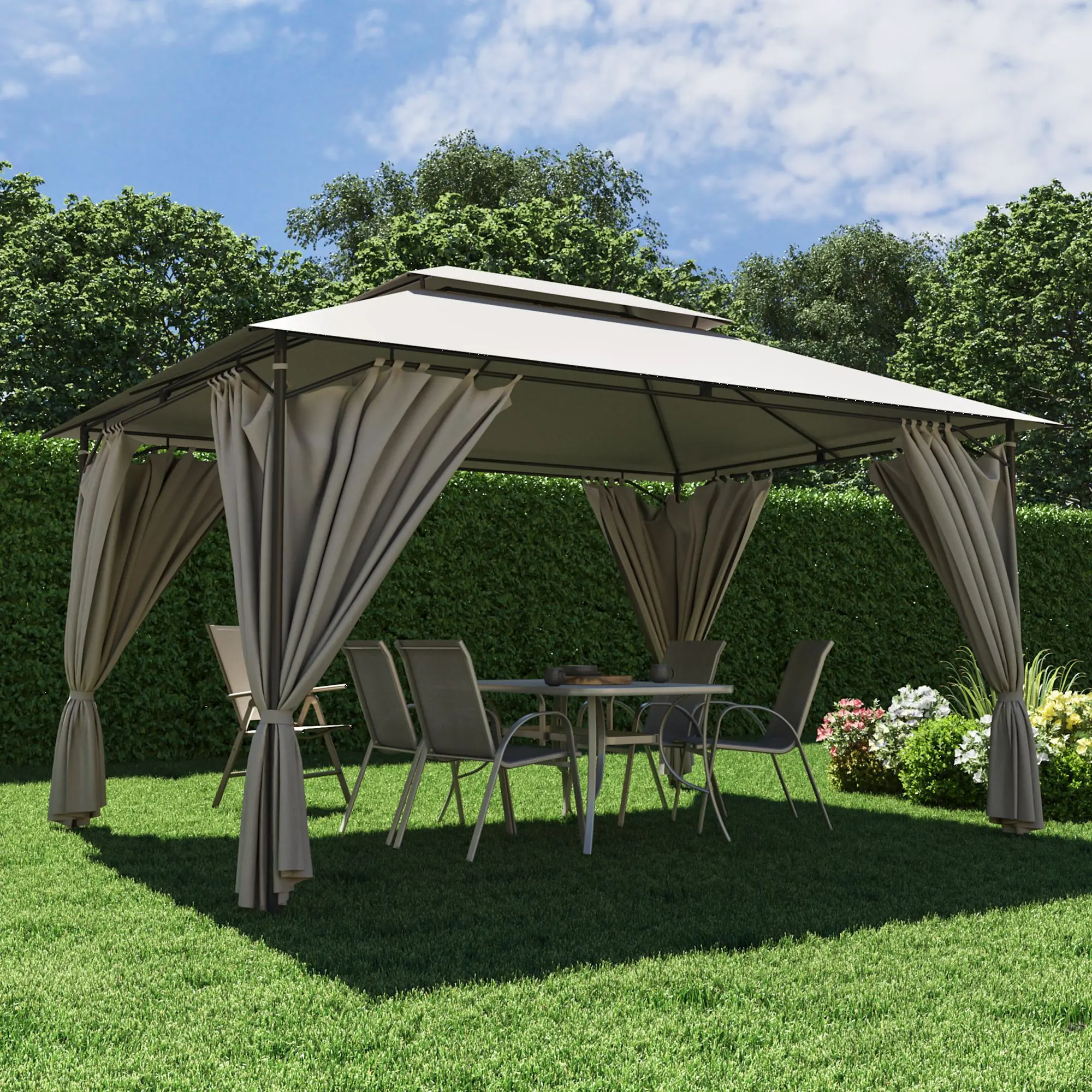 Садовый павильон Naterial Oxis 4x3m (Beige) - 3