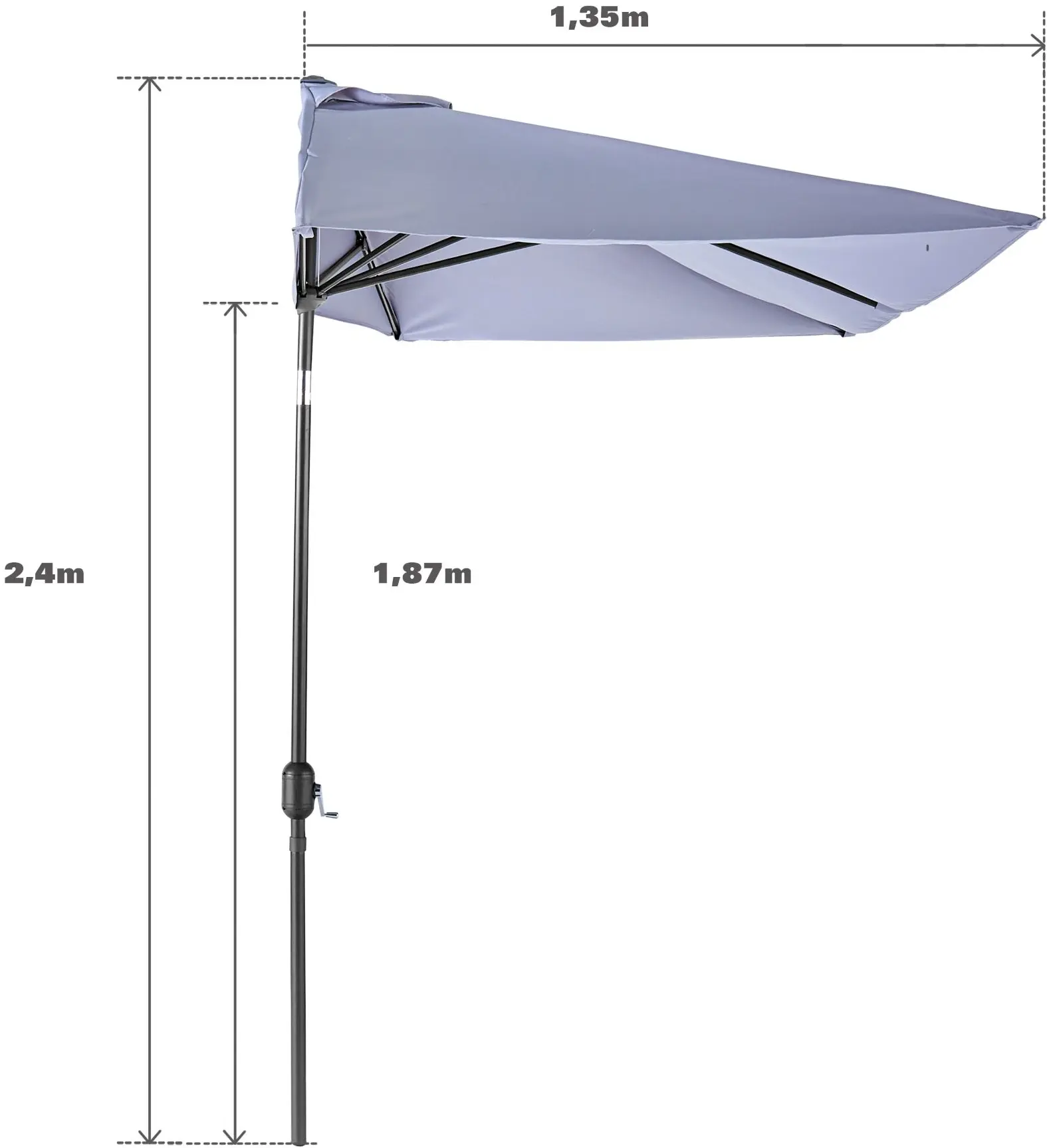 Зонт от солнца Naterial Areka 262x135cm (Grey) - 7
