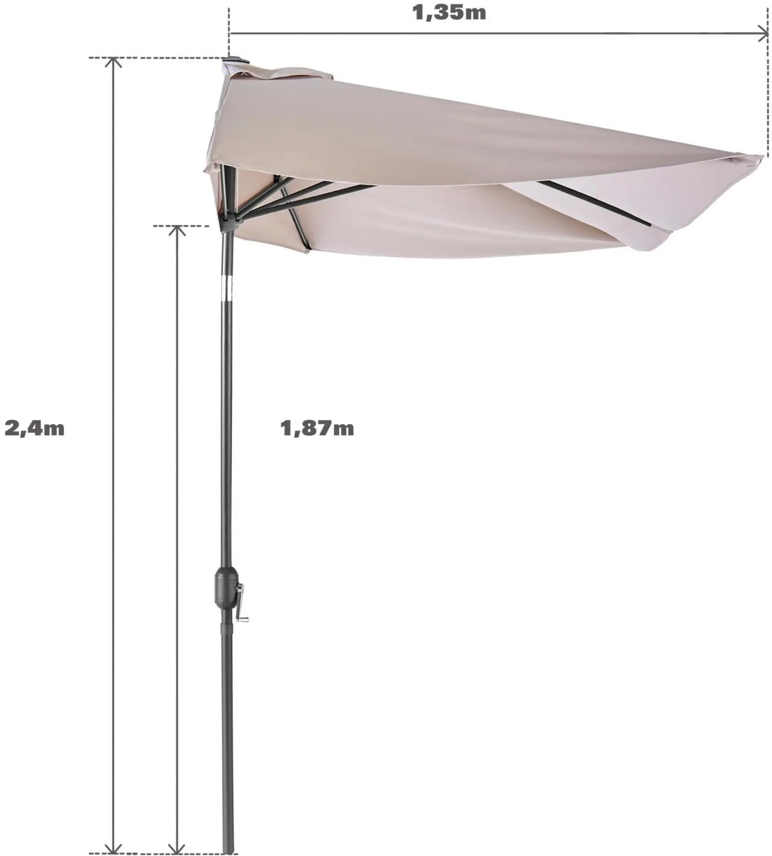 Umbrela de soare Naterial Arkea 262x135cm (Beige) - 9