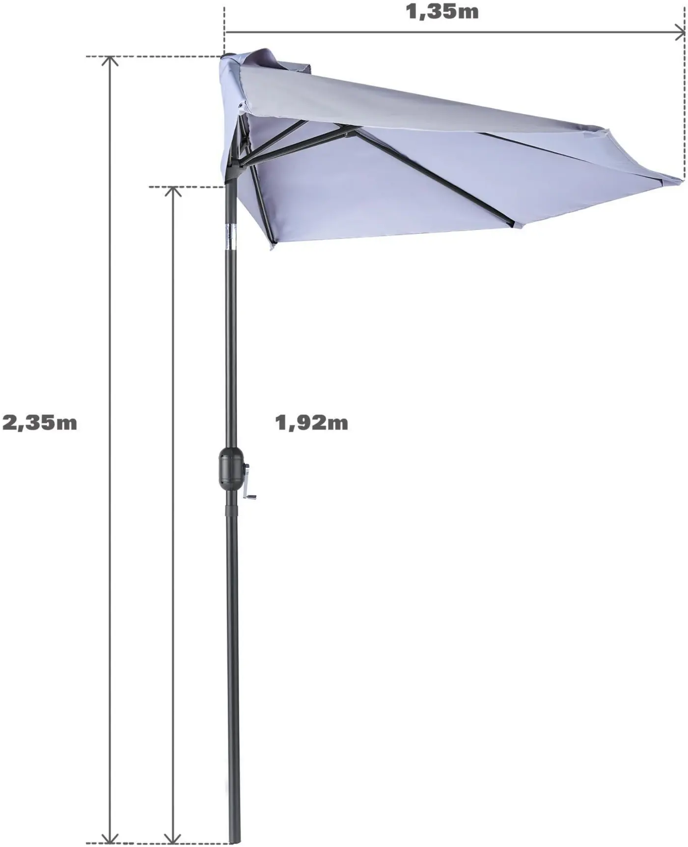 Зонт от солнца Naterial Arkea 268x135cm (Light Gray) - 7