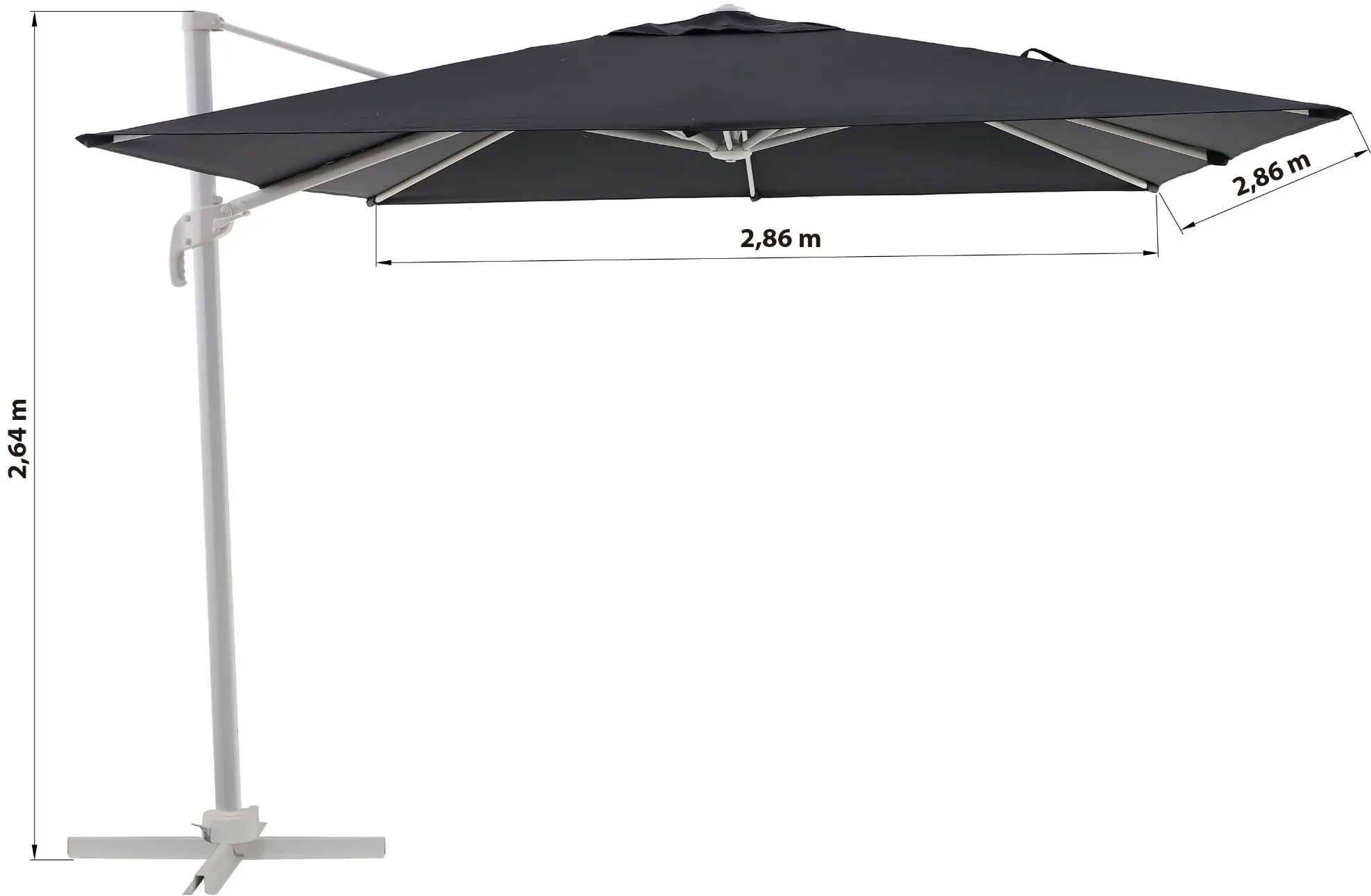 Зонт от солнца Naterial Aura 286x286cm (Anthracite) - 6