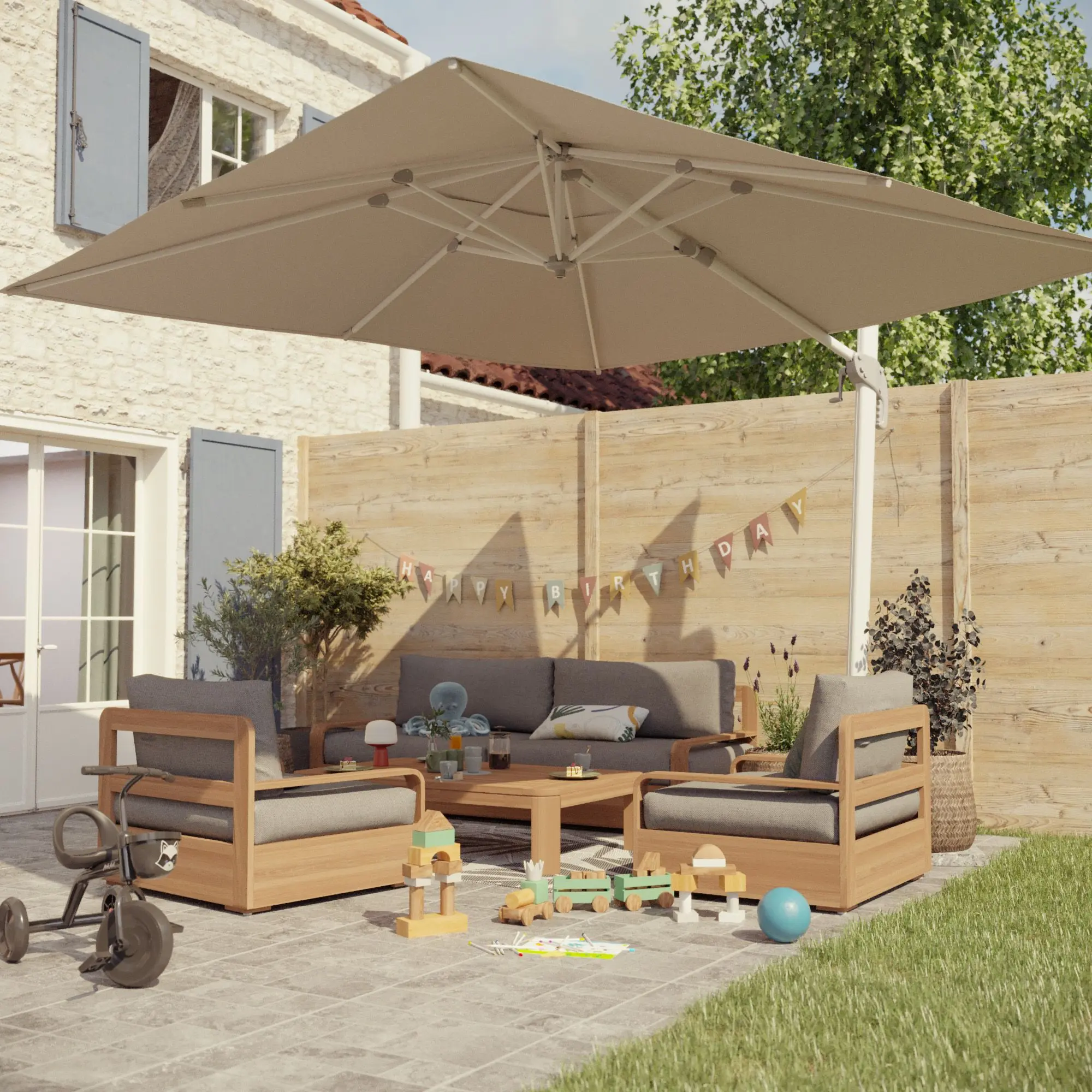 Зонт от солнца Naterial Aura 286x286cm (Beige) - 8