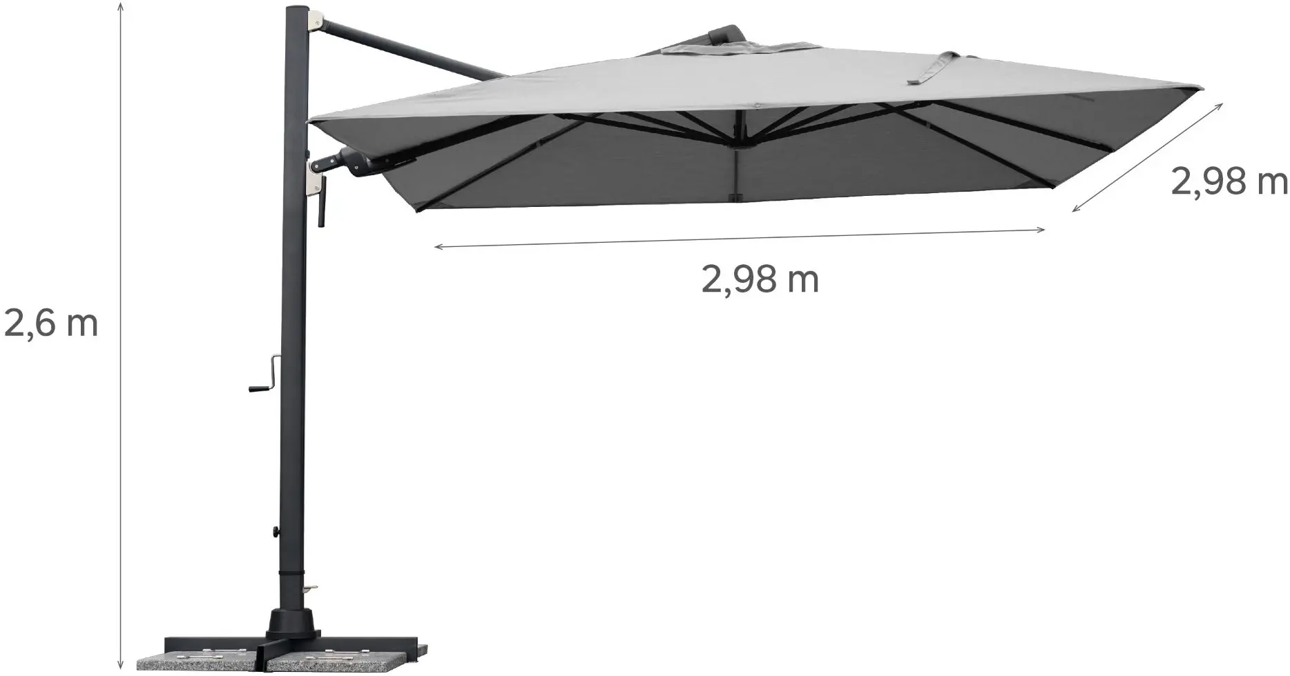 Зонт от солнца Naterial Sombra 298cm (Light Gray) - 7