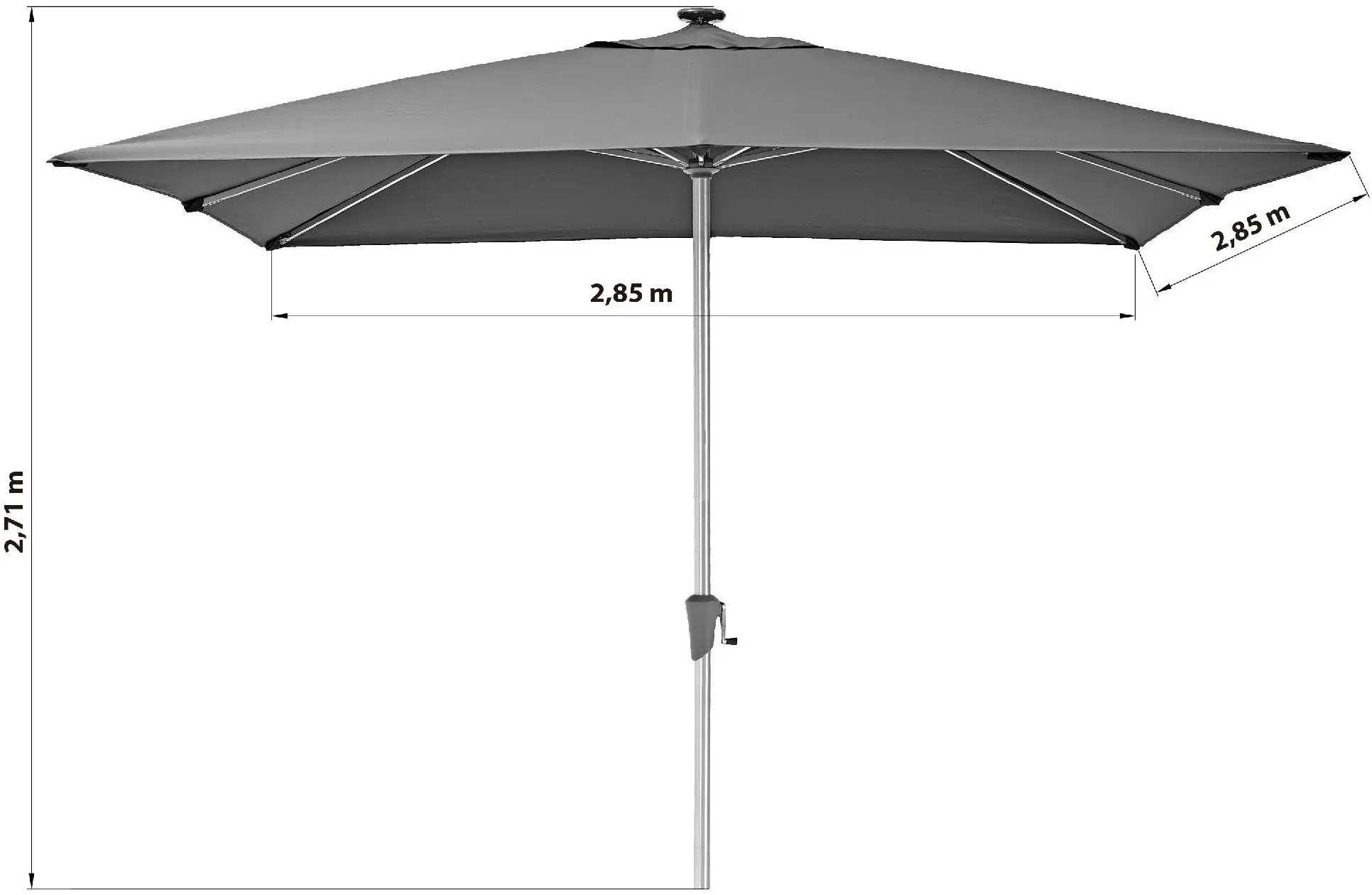 Зонт от солнца Naterial Sonora LED 285x285cm (Light Grey) - 5