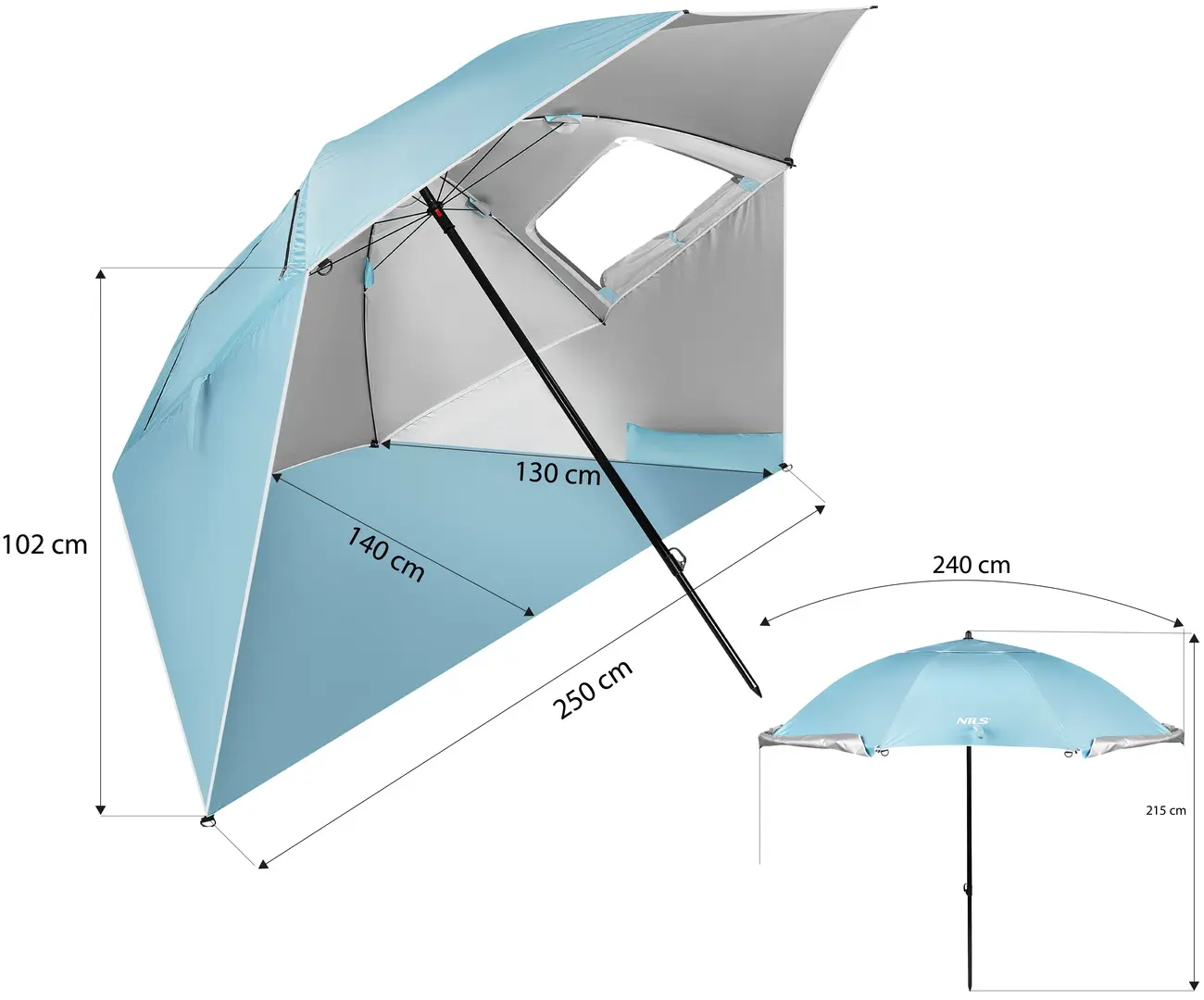 Umbrela de plaja Nils NC17114 (Blue Light) - 3