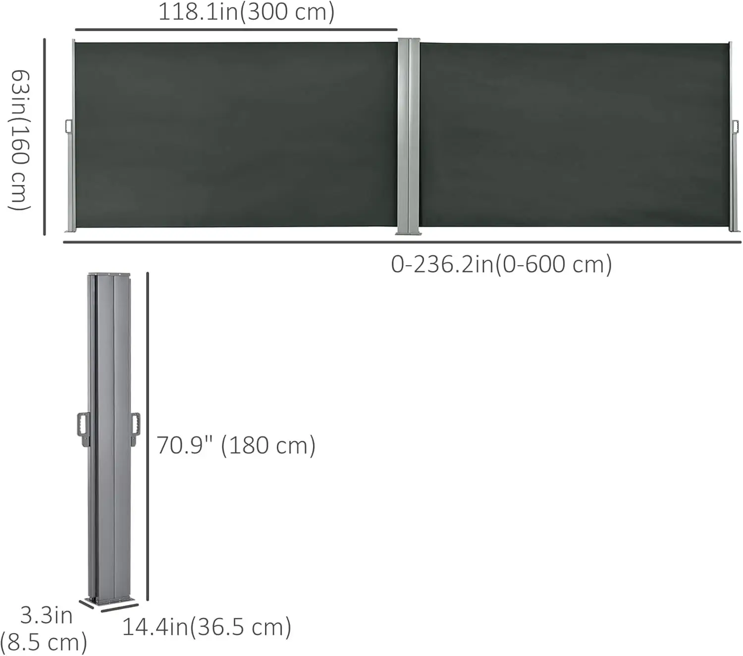 Боковая маркиза Outsunny 840-197V03GY (Grey) - 9