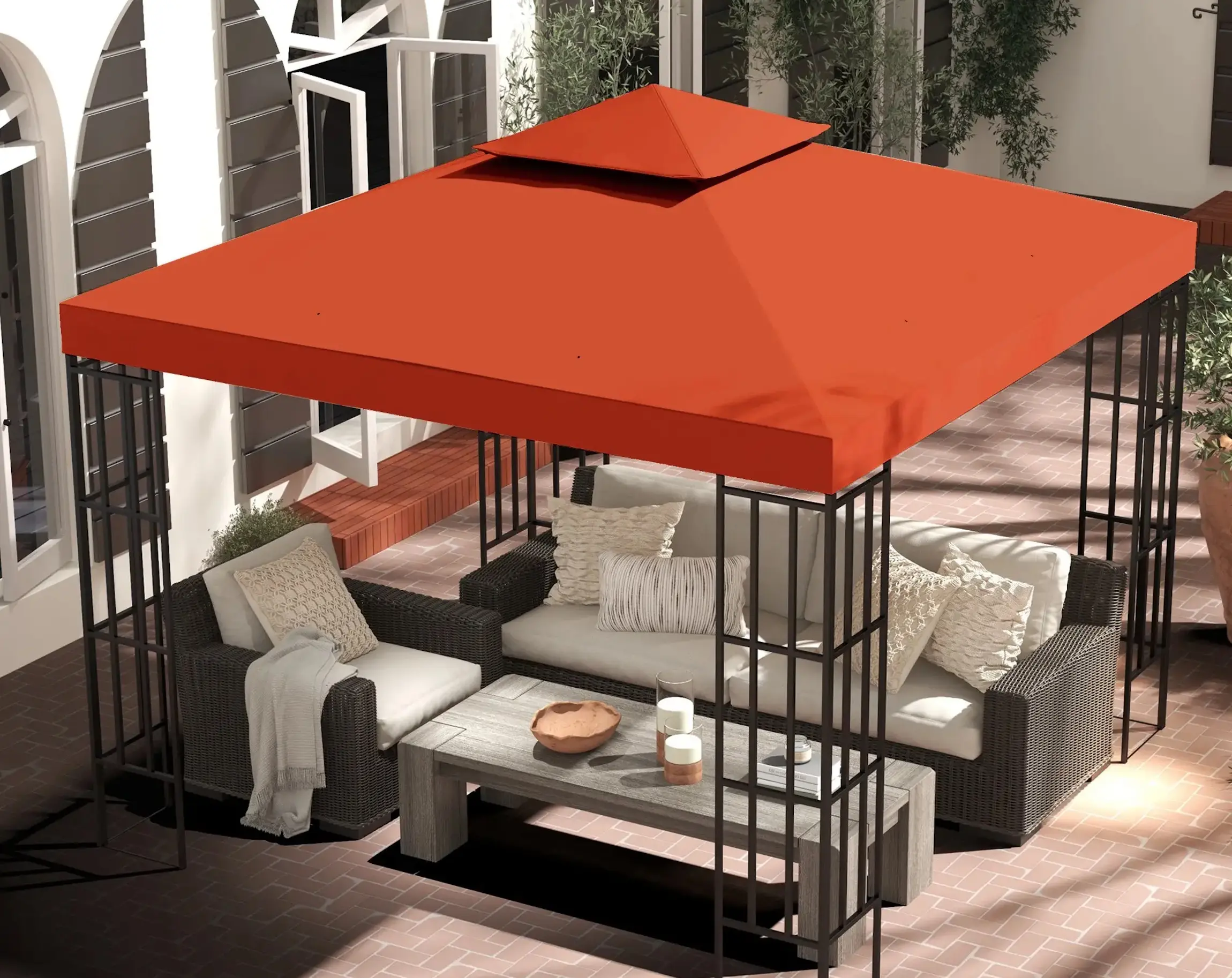 Acoperis pentru pavilion de gradina Outsunny 100110-053TE 3x3 (Rusty Red) - 4