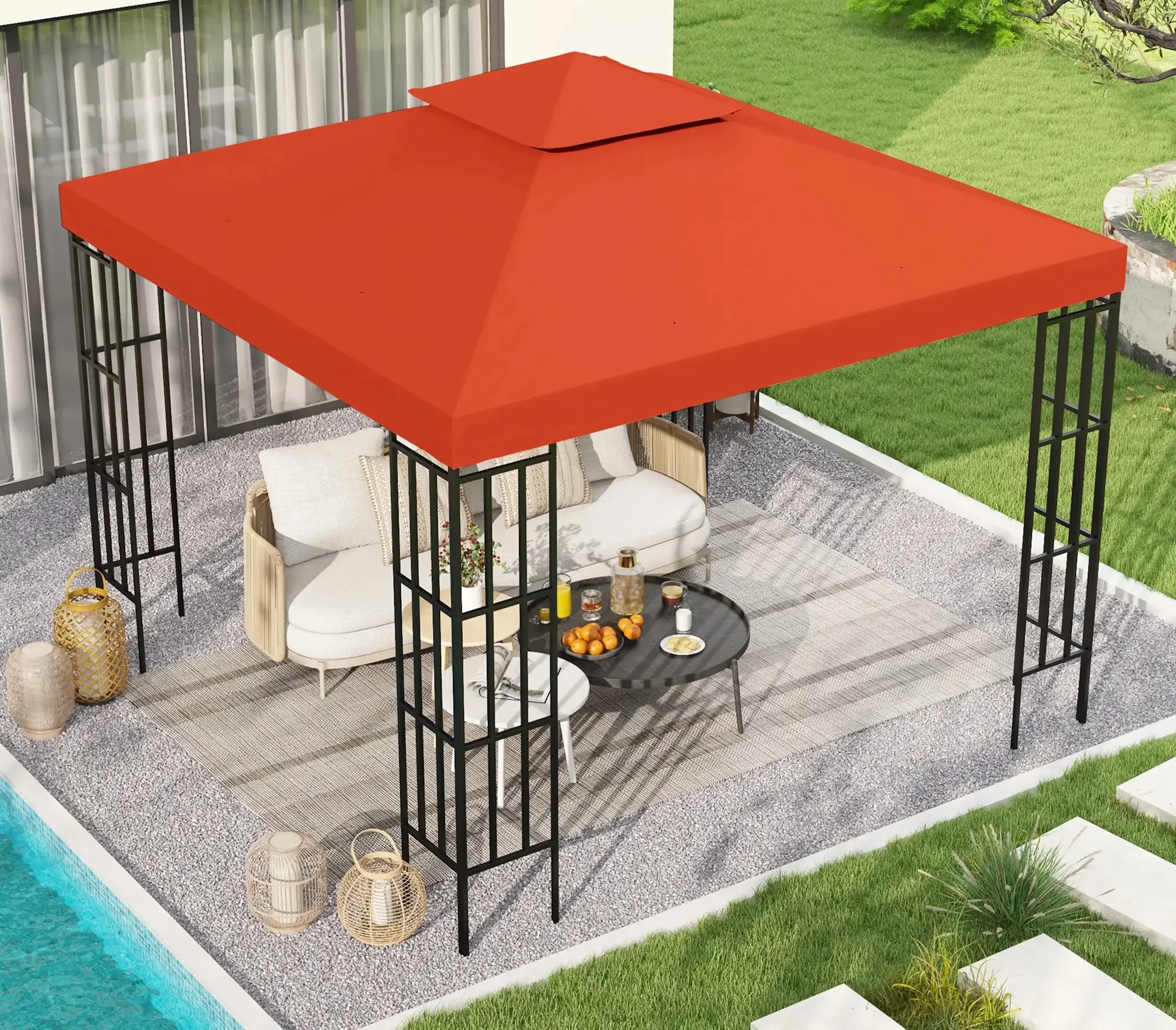 Acoperis pentru pavilion de gradina Outsunny 100110-053TE 3x3 (Rusty Red) - 5