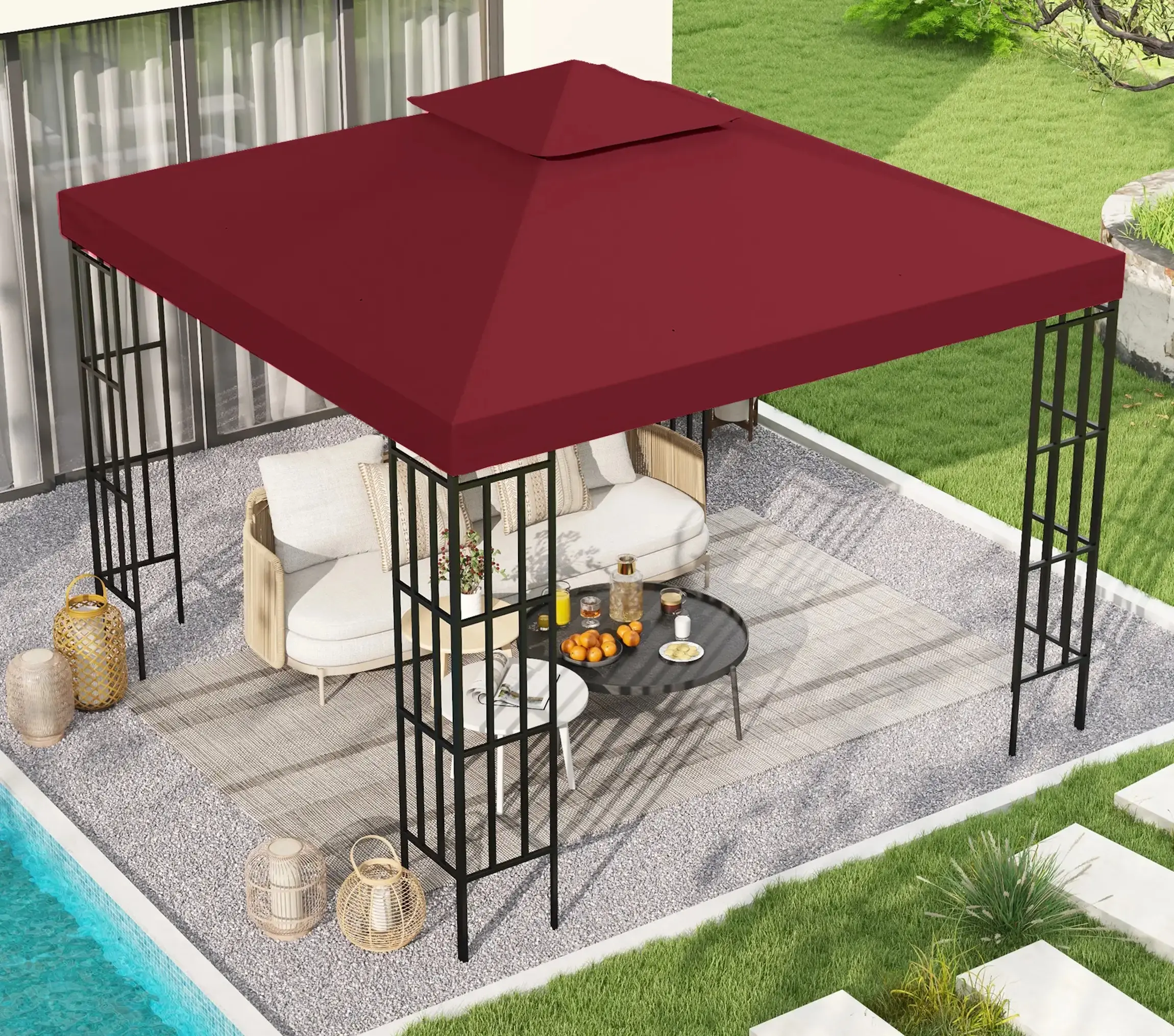 Acoperis pentru pavilion de gradina Outsunny 84C-059 3x3 (Red) - 5