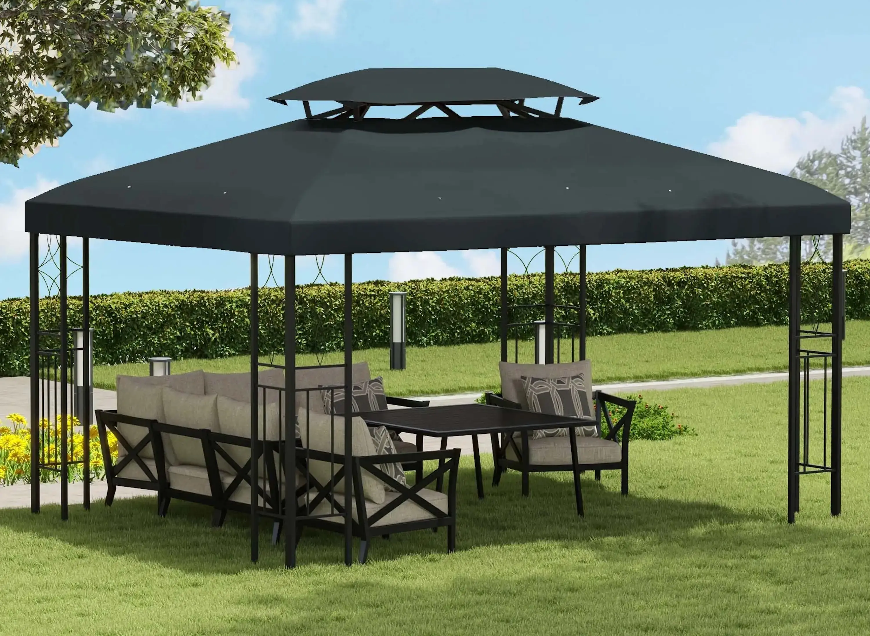 Крыша для для садового павильона Outsunny 84C-102GY 4x3 (Grey) - 5